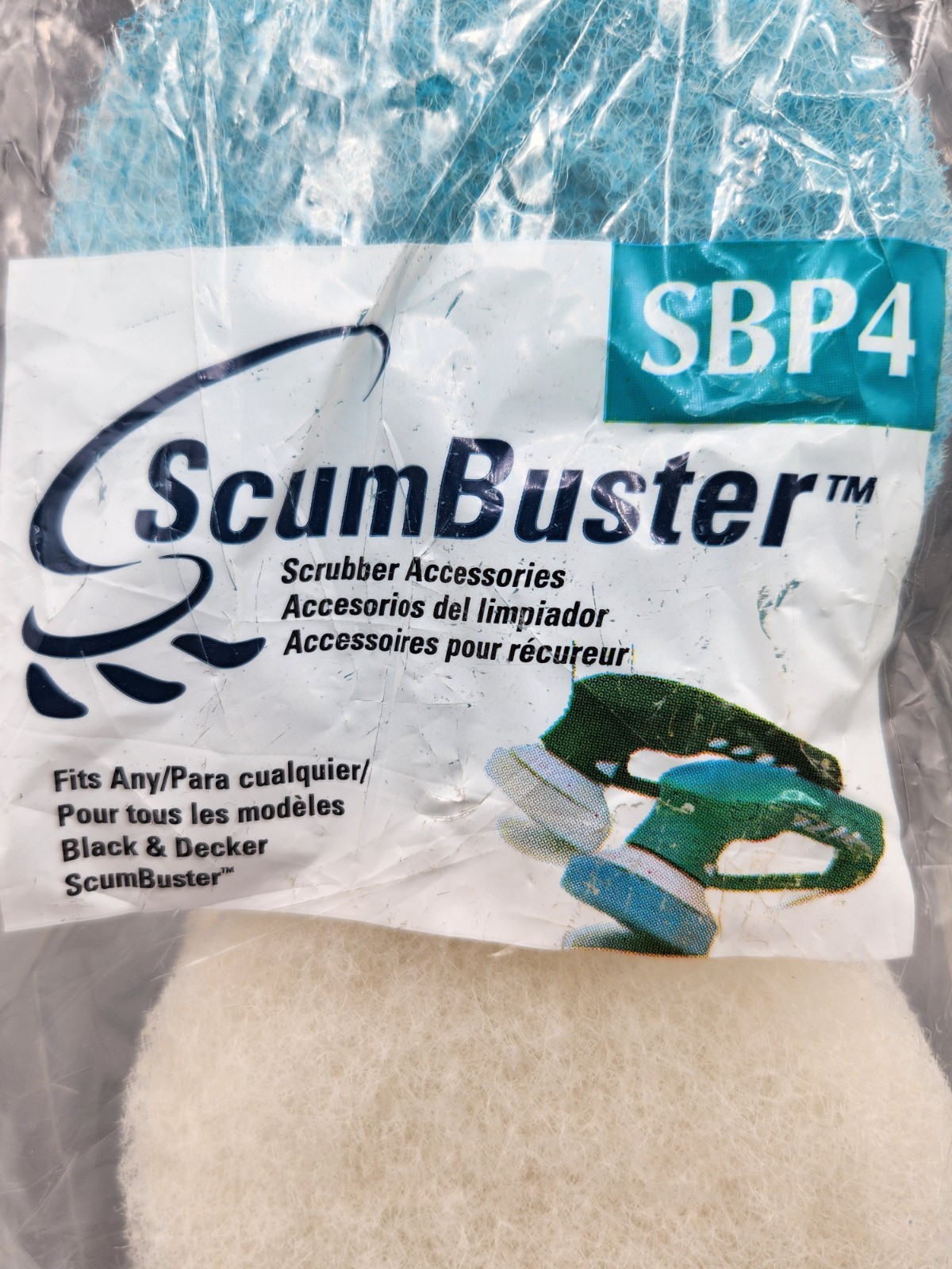 Black & Decker Scum Buster Refill Scrub Pads SBP4 (2 White & 2 Blue Pads) NEW!