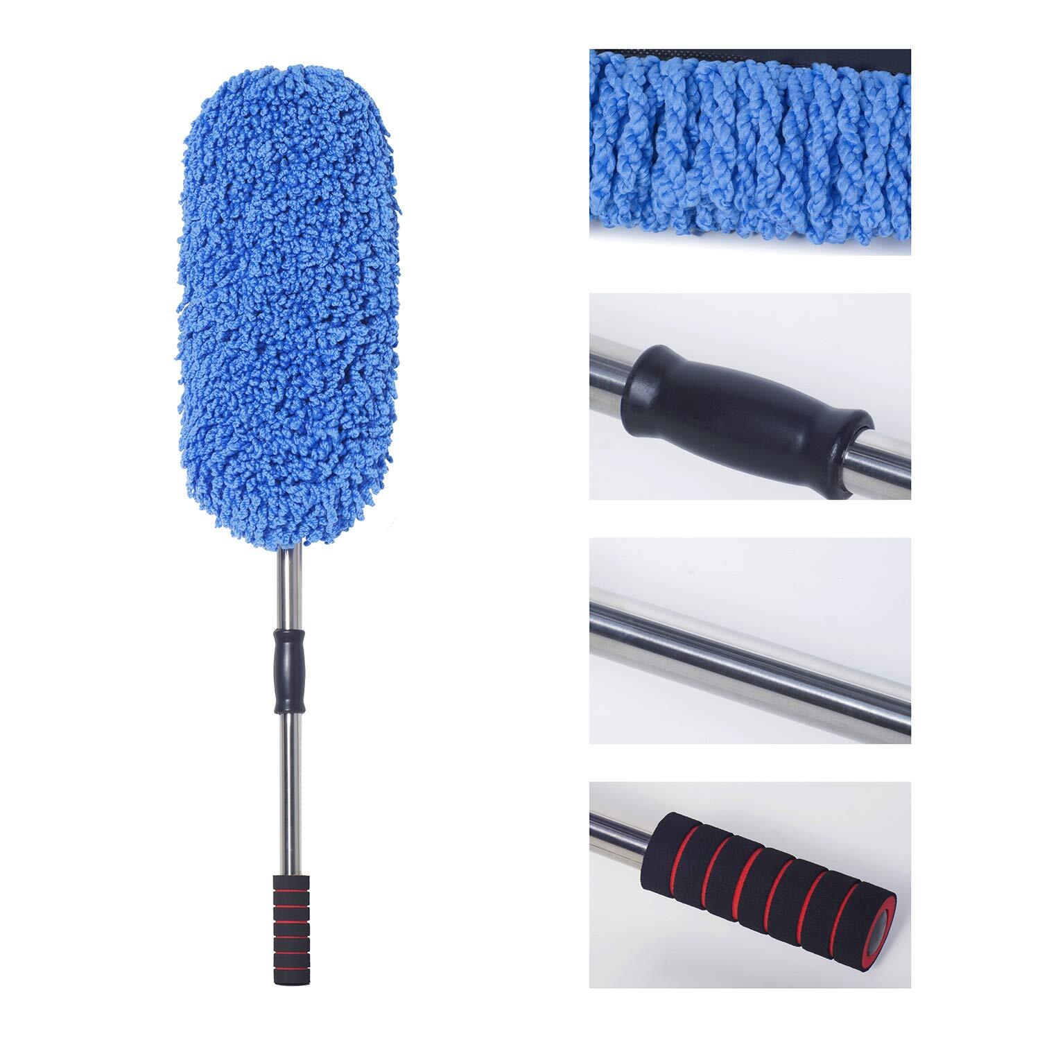 3 Pack Microfiber Car Duster Exterior Scratch Free Extendable Handle Interior