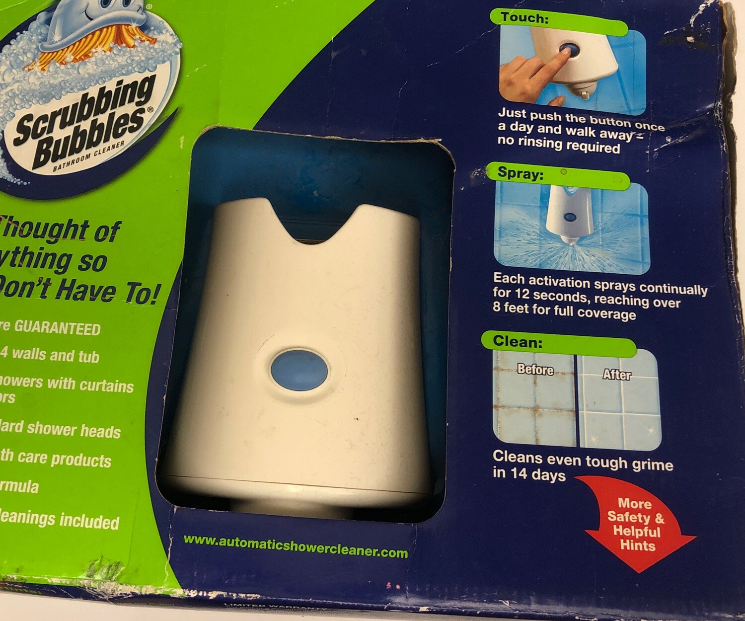 1) Scrubbing Bubbles Automatic Shower Cleaner Dual Kit w/ 2 Refills Box Damaged