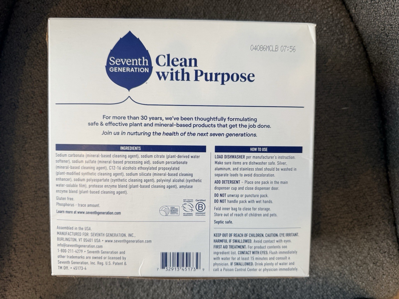 Seventh Generation Free Clear Dishwasher Detergent Packs 72 Count Sparkling C…