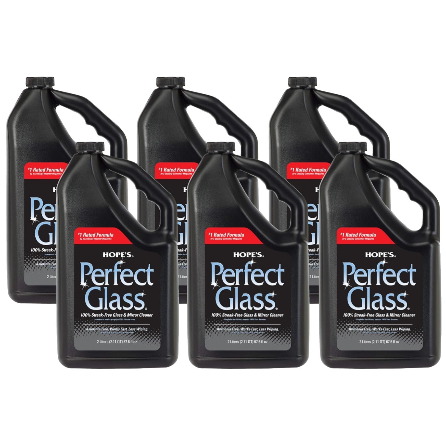 Professional Streak-Free Glass Cleaner Spray, 6-Pack, 67.6oz