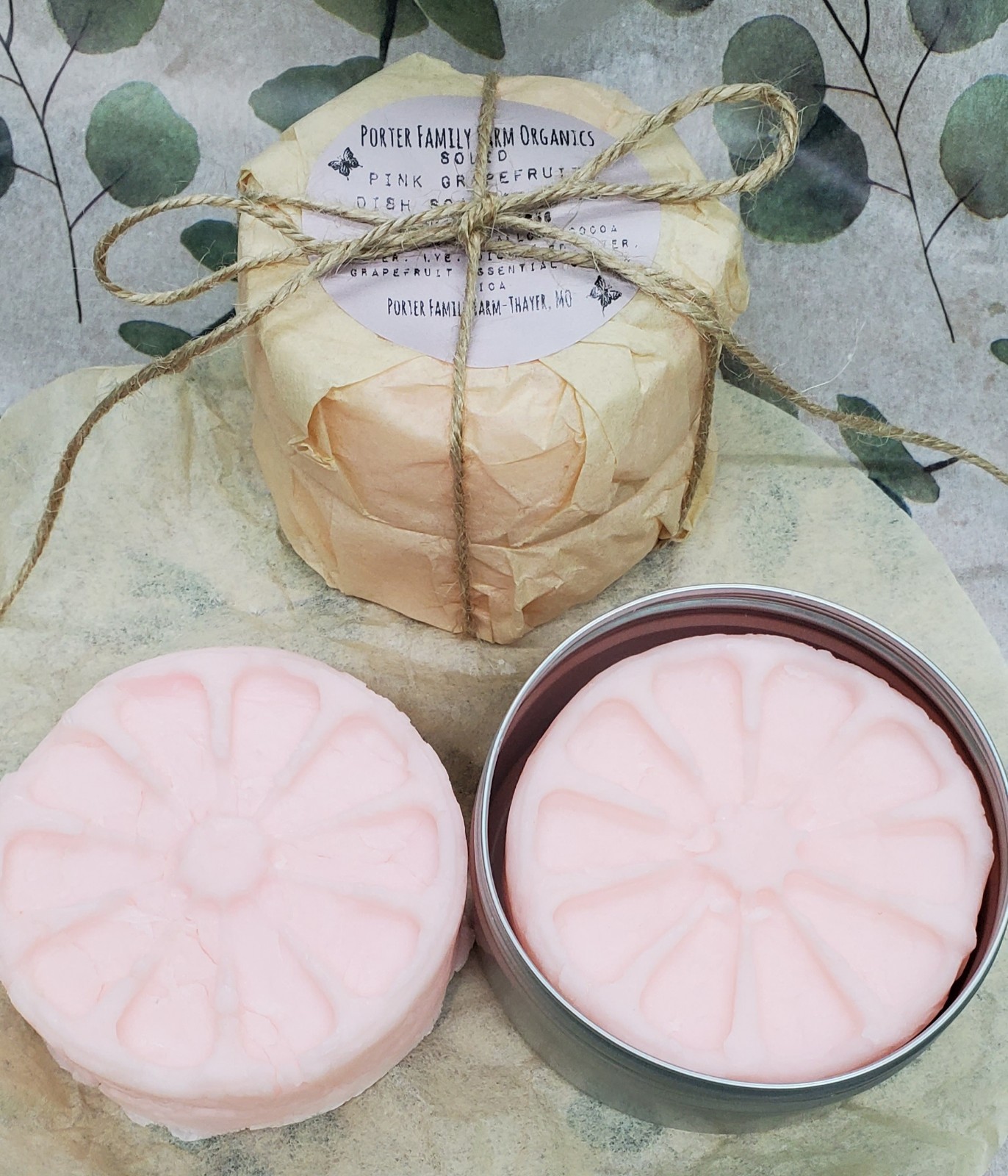Solid Dish Soap *Refill* 2 Pack Pink Grapefruit All Natural