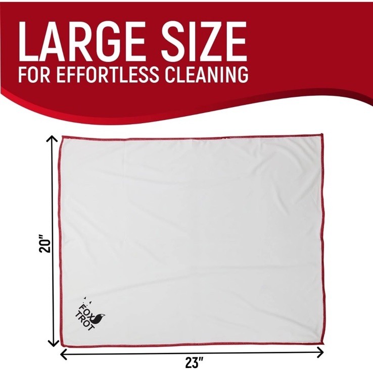 Fox Trot Large Microfiber Polishing Cloths (4 Pack White | Gray) | Streak Free