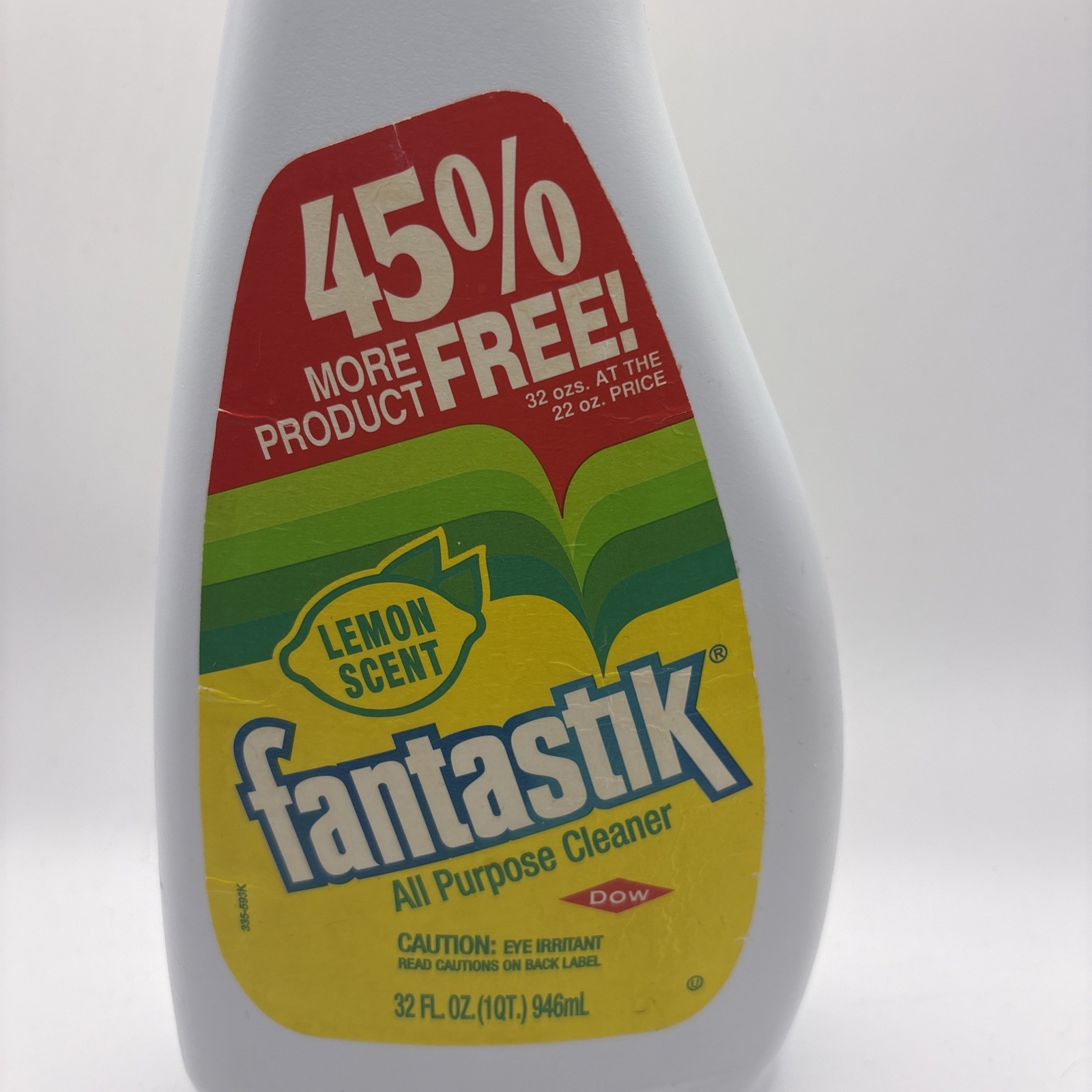Vtg 1989 Fantastik Yellow Lemon Scent All Purpose Cleaner 32 Oz Prop 70% Full