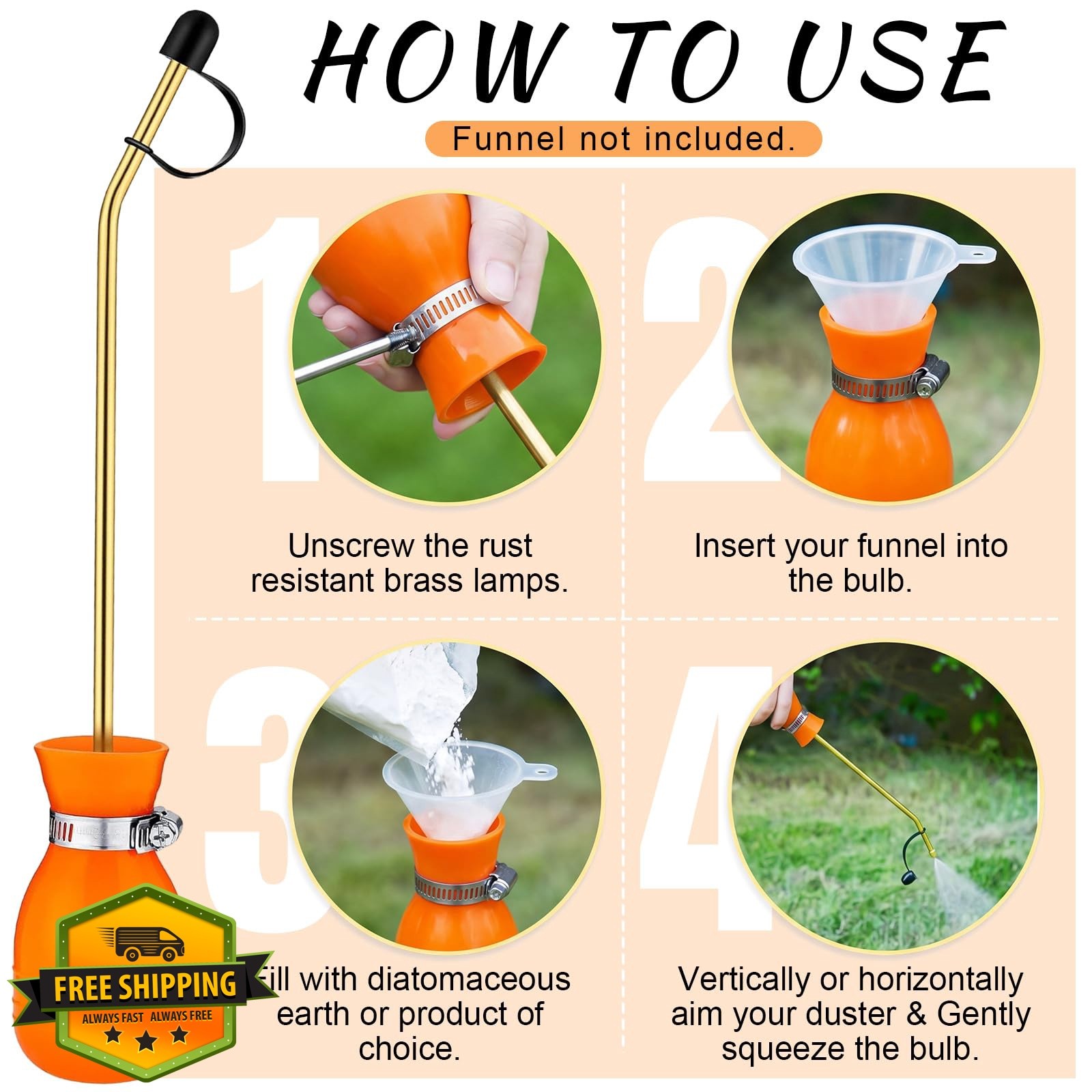 Boao Duster Bulb Sprayer Orange 4.6 oz