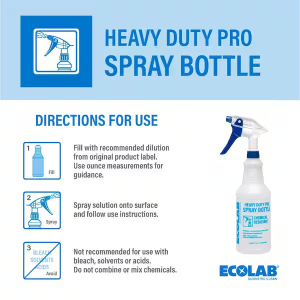 32oz Heavy Duty Spray Bottles 4 Pack Chemical Resistant Refillable Spray Cleaner