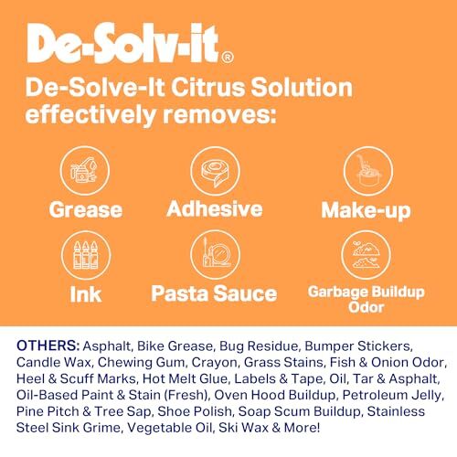 Orange-Sol De-Solv-It Citrus Solution – Odor & Stain Remover for Cloth, Wood,