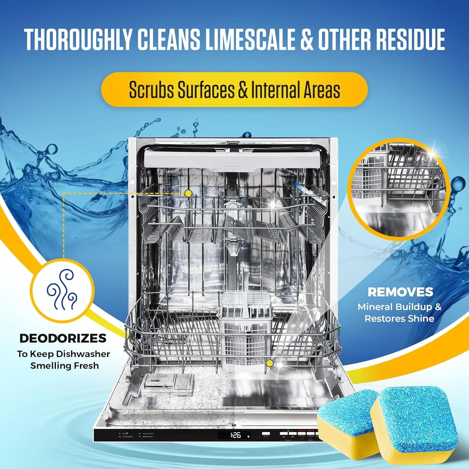 Dishwasher Cleaner Tablets – 24 Tablets (1-Year Supply) Lemon-Scented, Heavy Dut