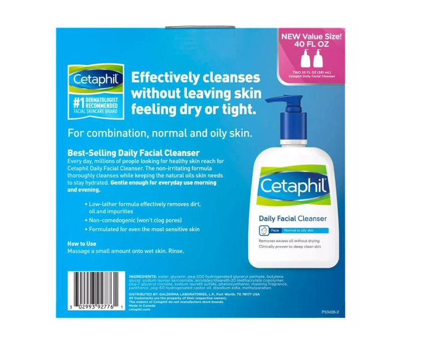 Cetaphil Daily Facial Cleanser (20 oz., 2 pk.) Fragrance Free