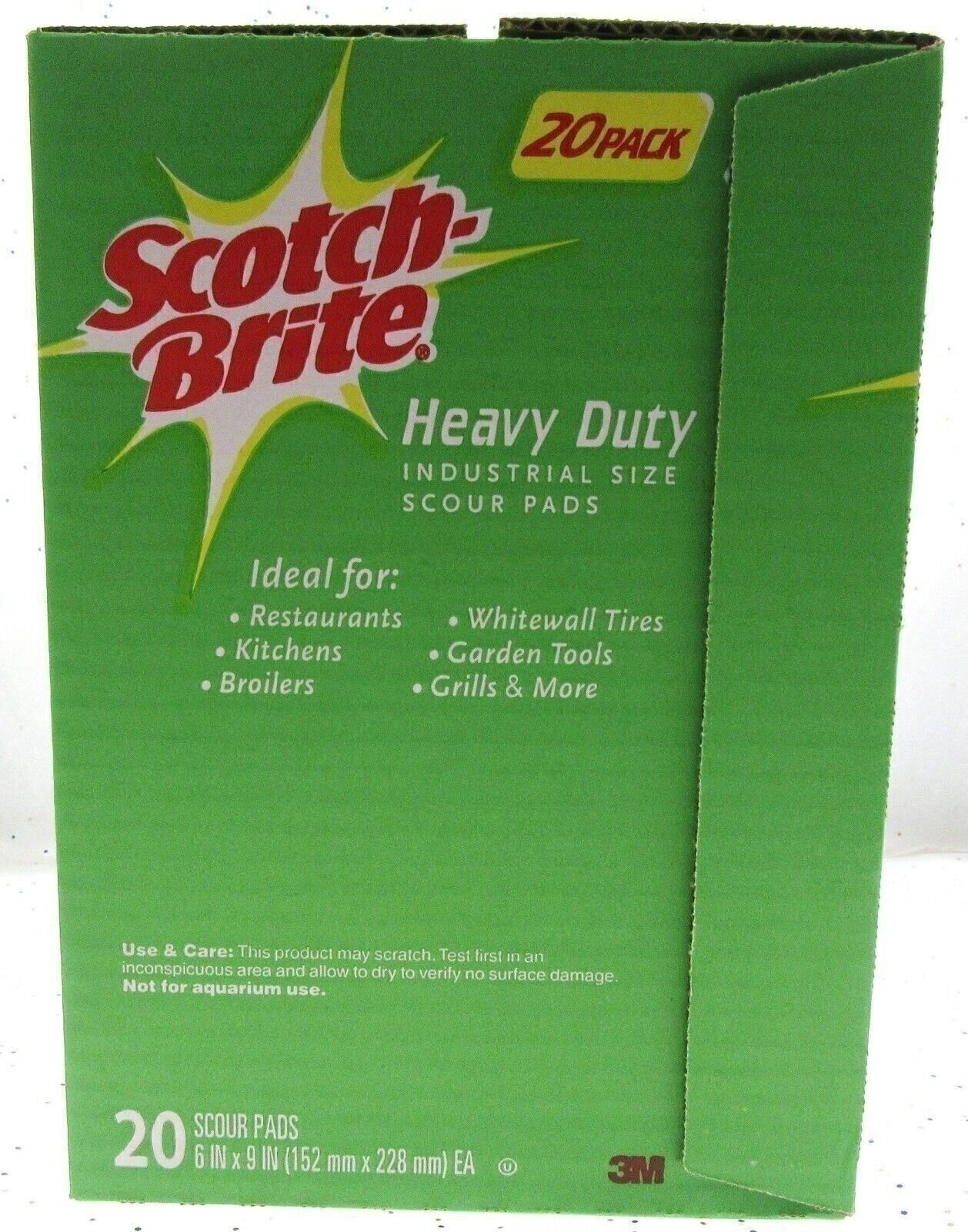 20pc Scotch Brite Heavy Duty Industrial Size Scour Pads 6″x9″ 3M