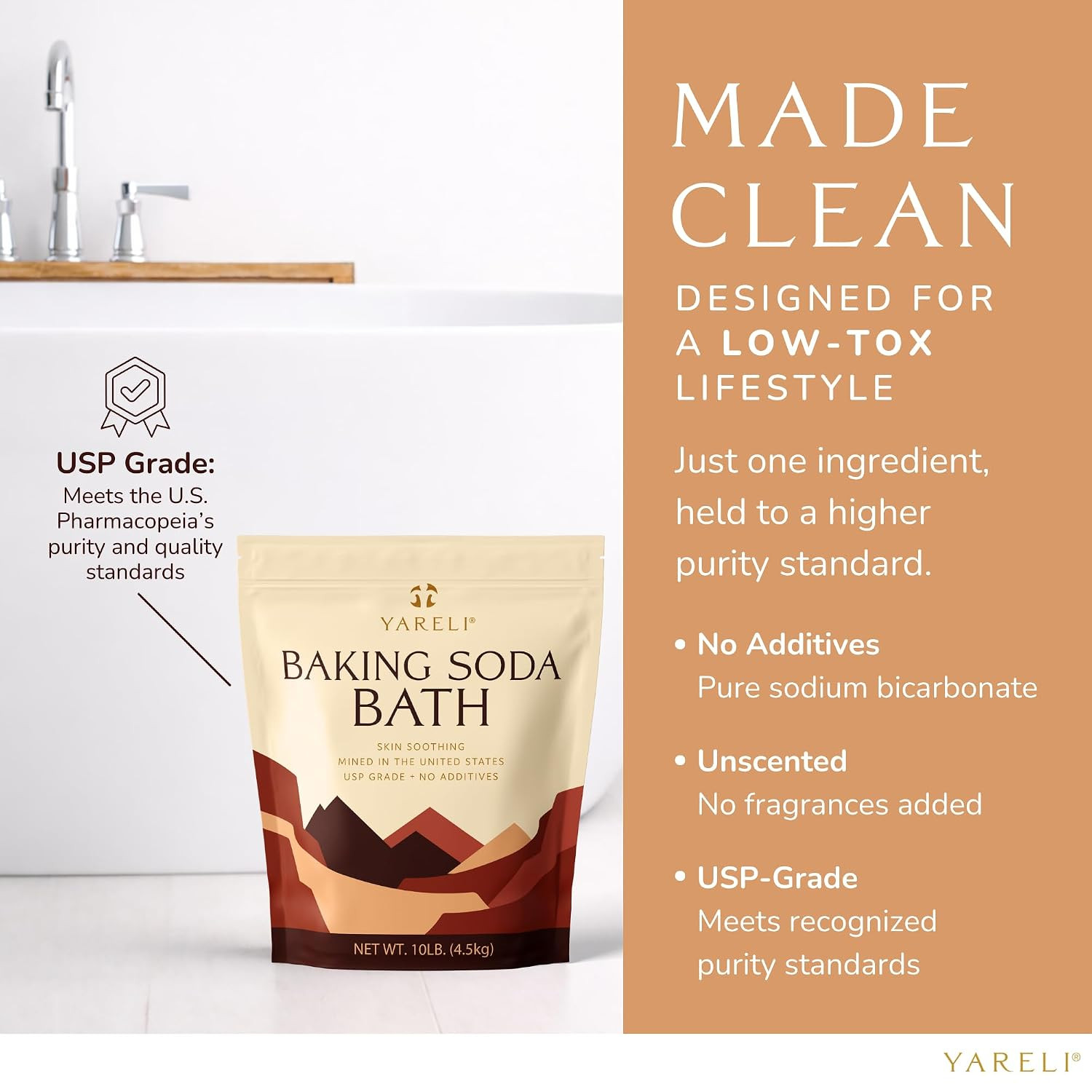 Baking Soda Bath, 10Lb Naturally Mined USP Grade, for Muscle Recovery, Relief of
