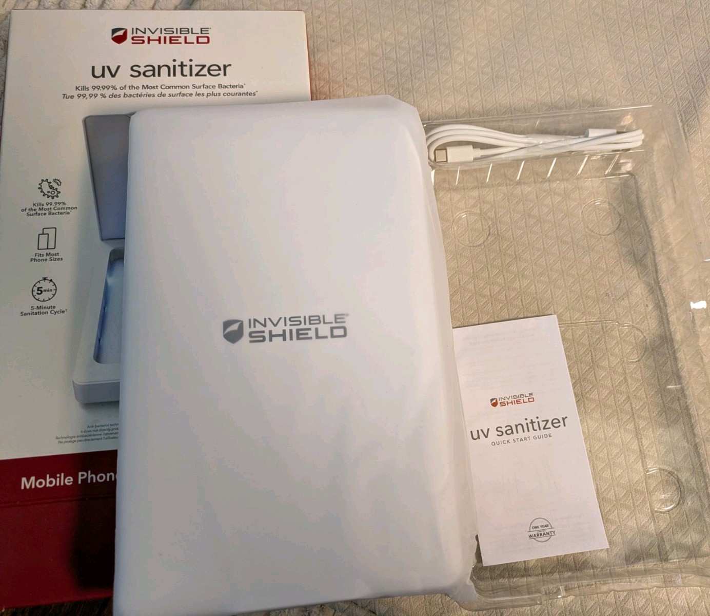 ZAGG Invisible Shield UV Phone Sanitizer Cleaner – White – BRAND NEW in BOX