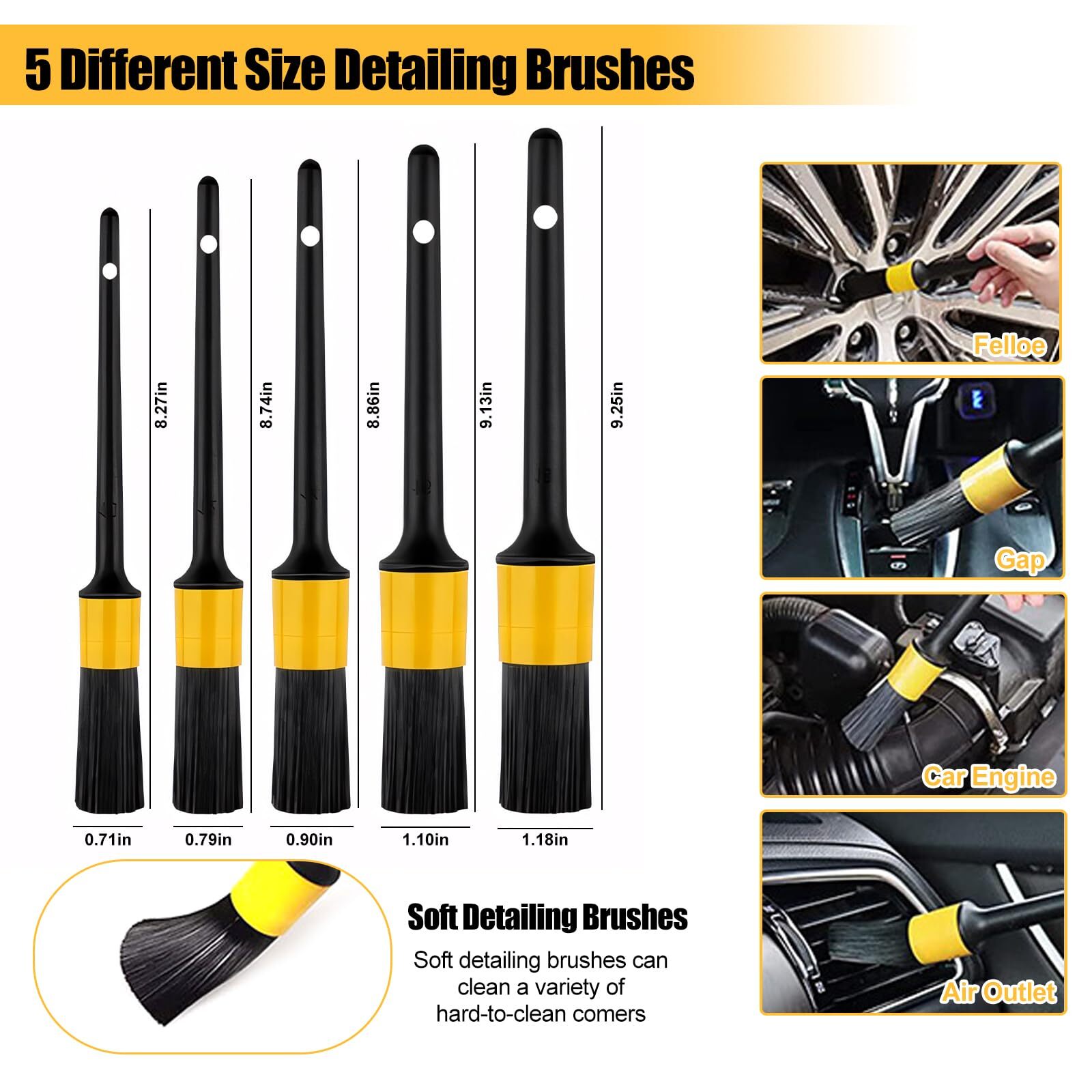 55″ Long Handle Car Wash Brush Mop Kit for Cars RV Trucks Boats