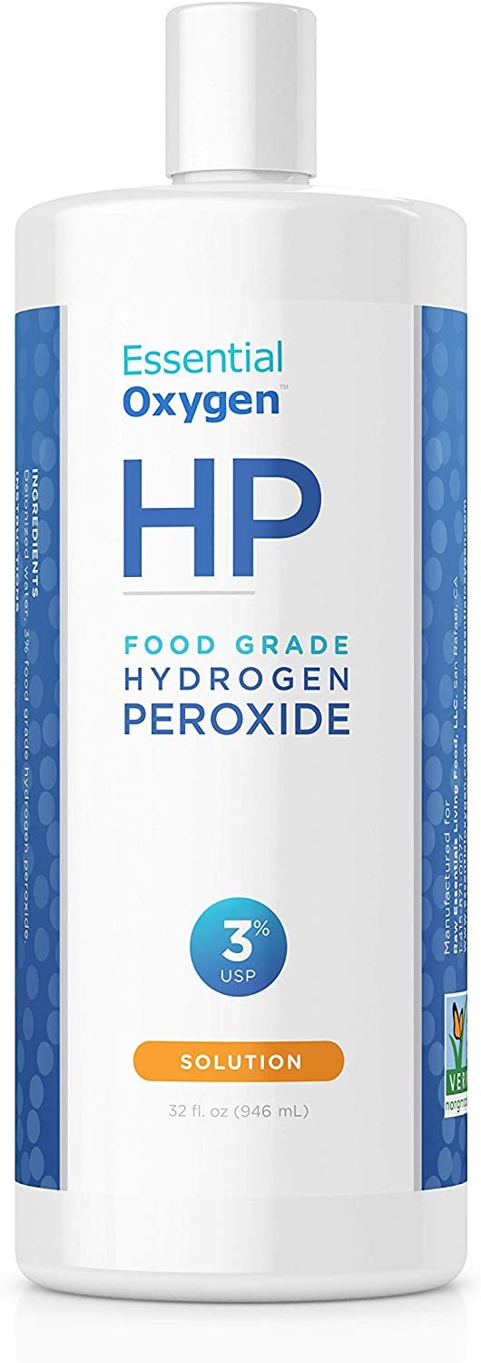 Essential Oxygen Food Grade Hydrogen Peroxide 3%, Natural Cleaner, 32 Ounce