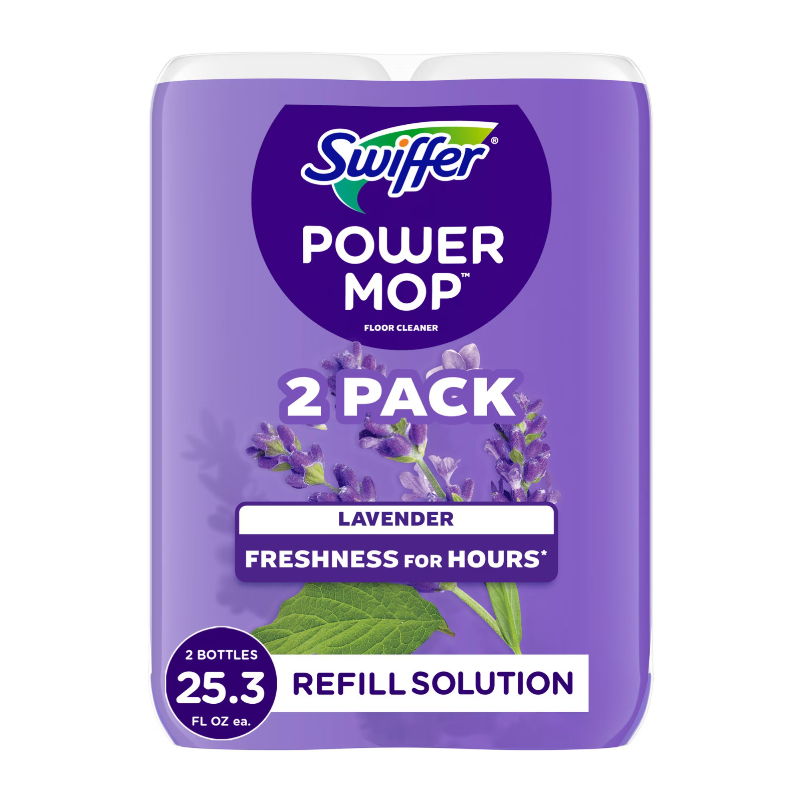 Swiffer Power Mop Refill Solution, Fresh Scent Floor Cleaner, 25.3 oz (2 Pack)