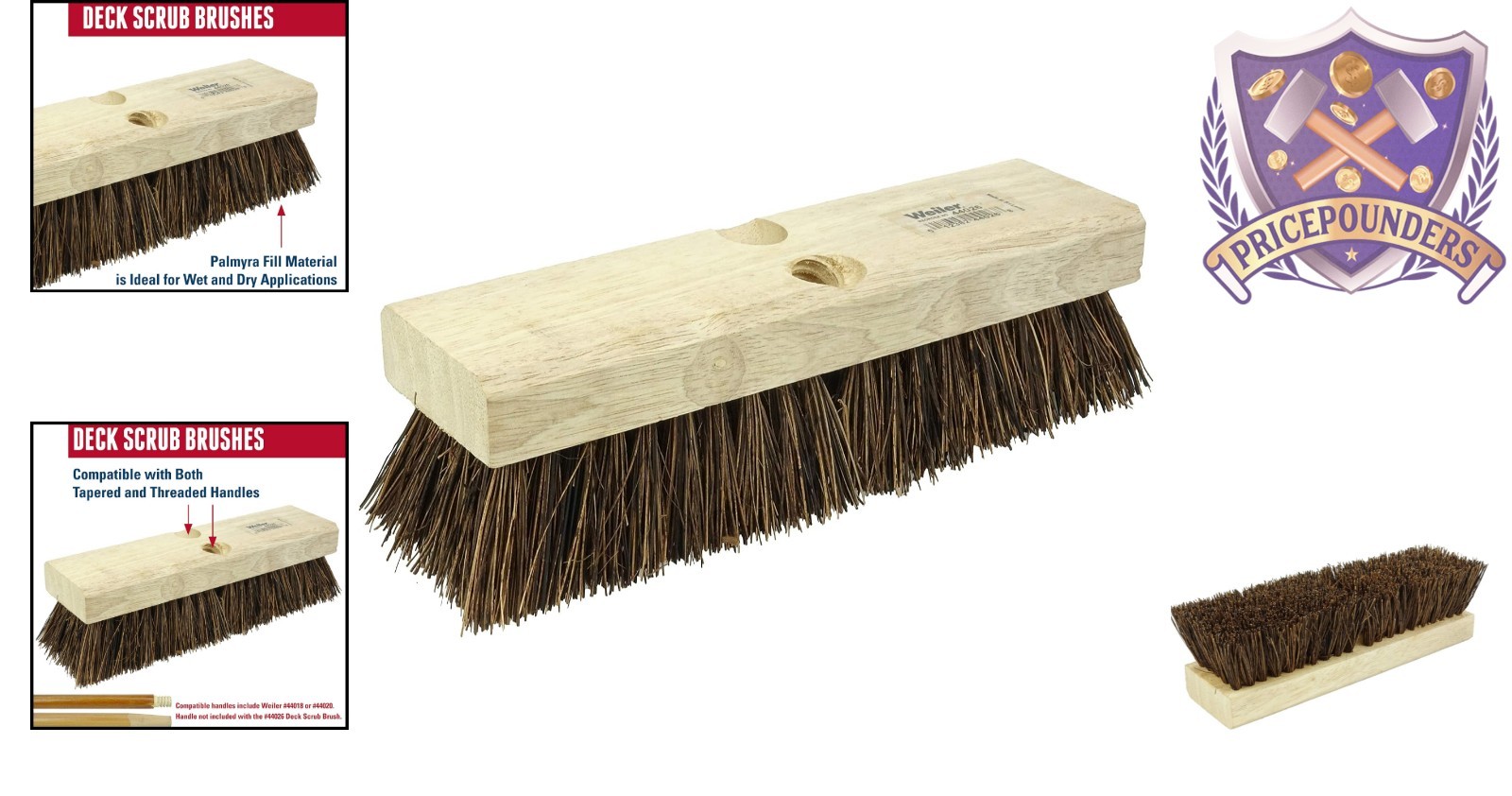 Heavy Duty Deck Scrub Brush Natural Palmyra Bristles for Hard Surfaces