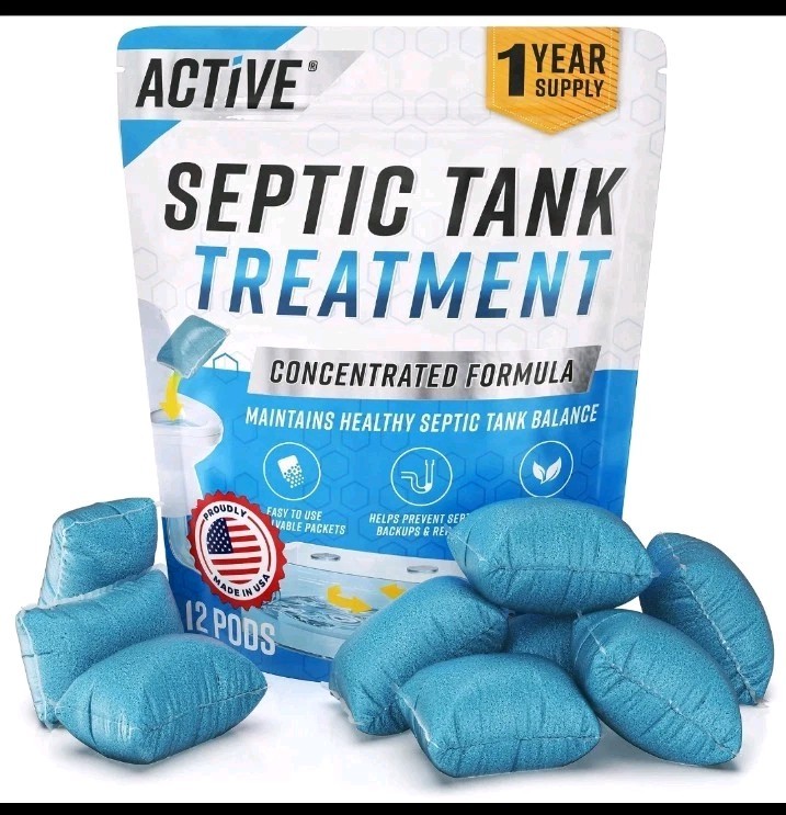 Septic Tank Treatment Pods – 12 Dissolving Packets for Clogs & Odor Control