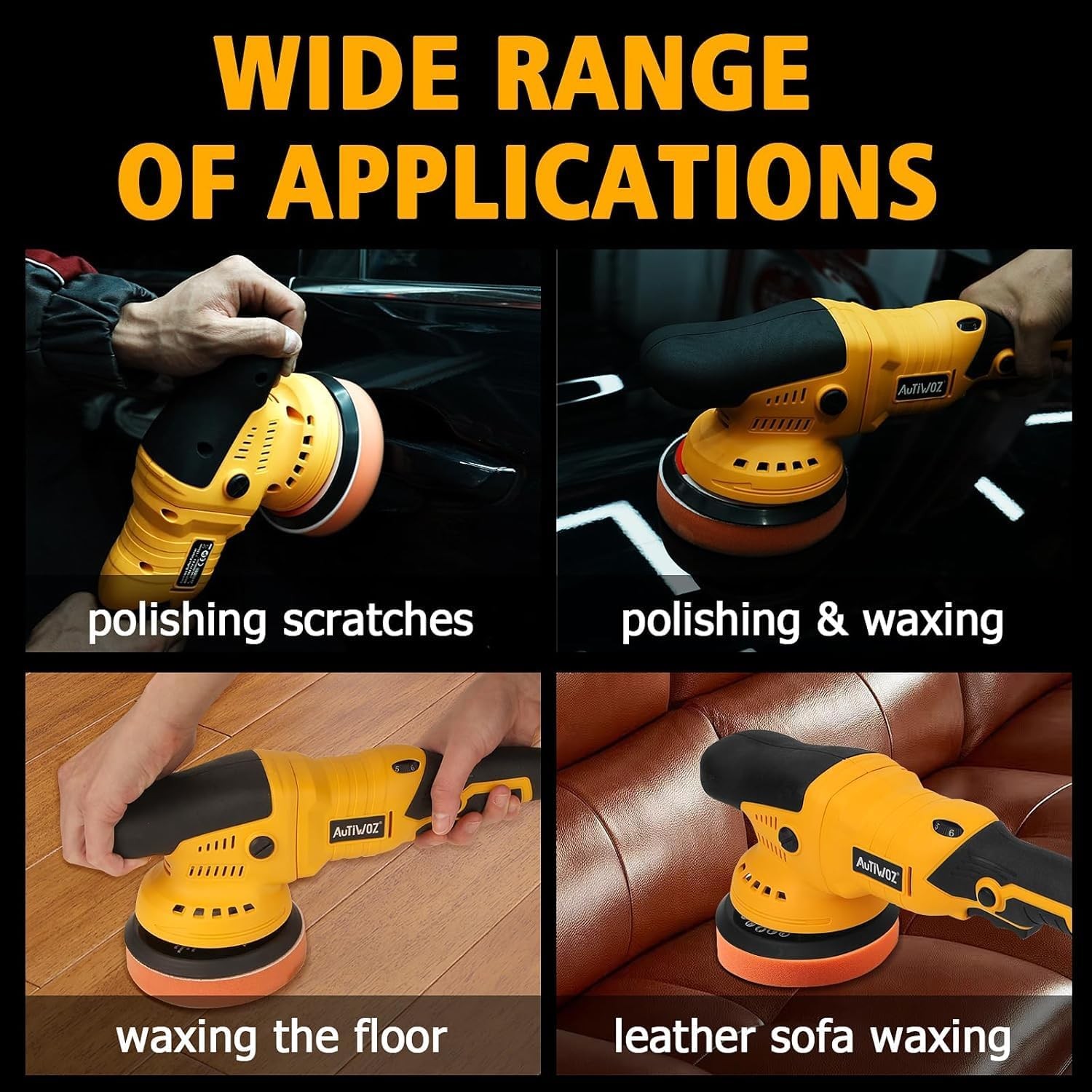 Cordless Car Buffer Polisher, 2x2000mAh 21V Batteries 5 Inch Random Orbital