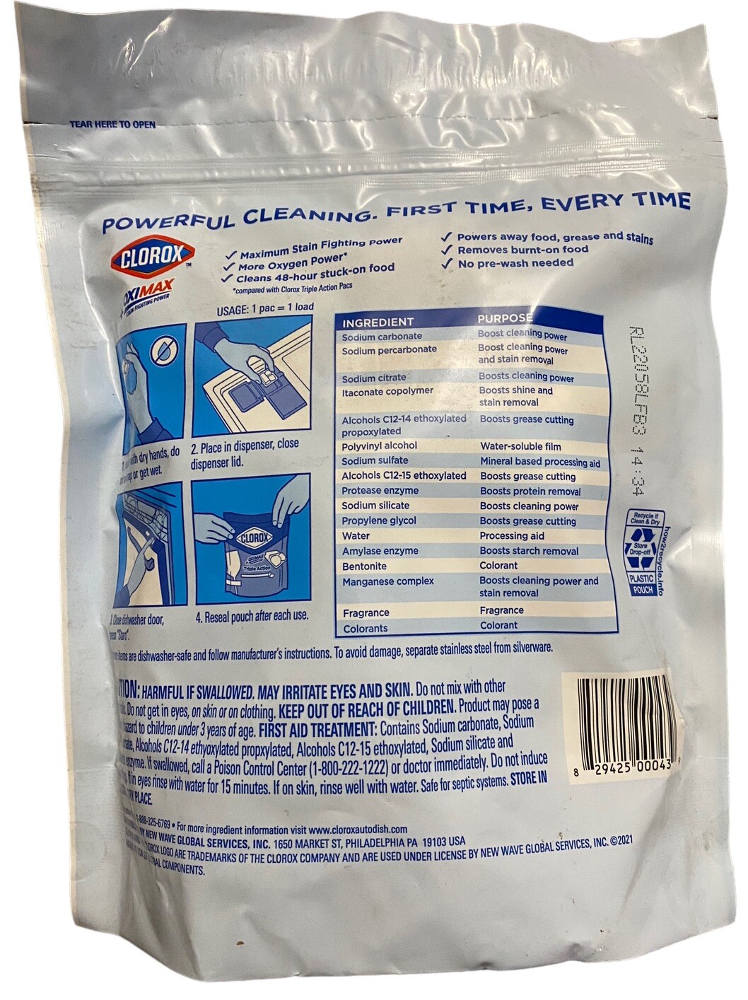 Clorox + OxiMax Triple Action Dishwasher Detergent Crisp Lemon Scent 27 pacs