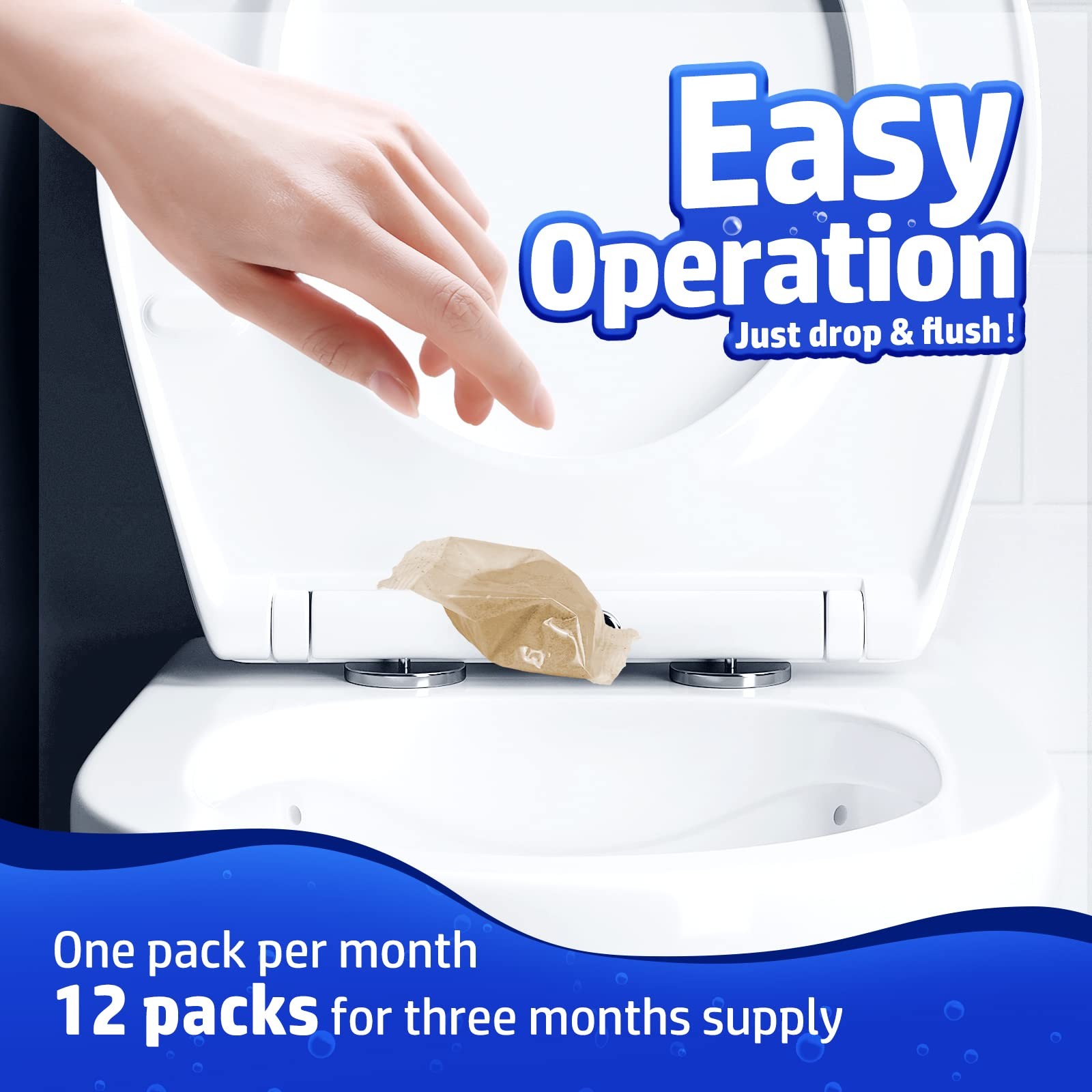 Vacplus Septic Tank Treatment 12 Pcs for 1-Year Supply, Dissolvable Packs wit…