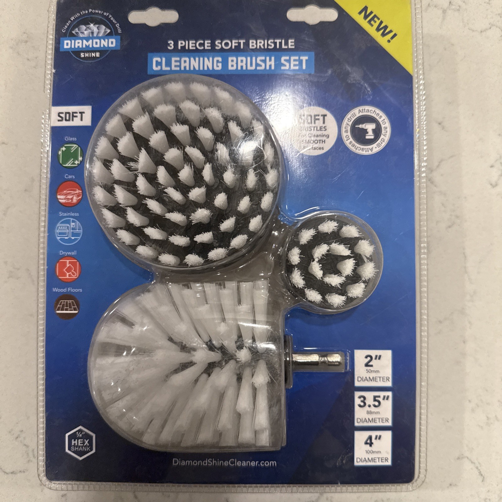 Diamond Shine 3-Piece Drill-Powered Scrubber Brush Set