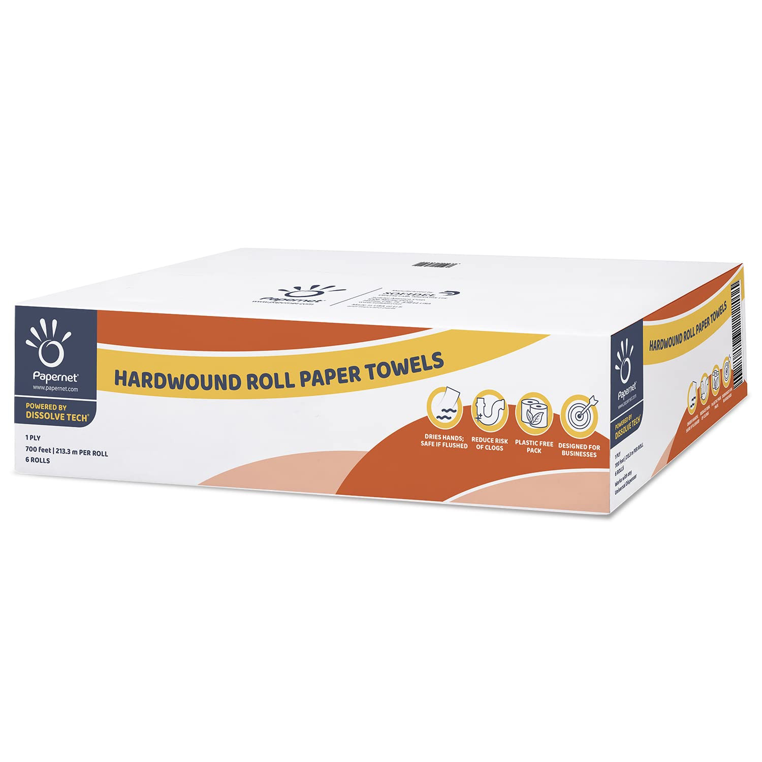 Hardwound 700′ Towel | 6 Rolls Powered by Dissolve Tech | Compatible with Univer