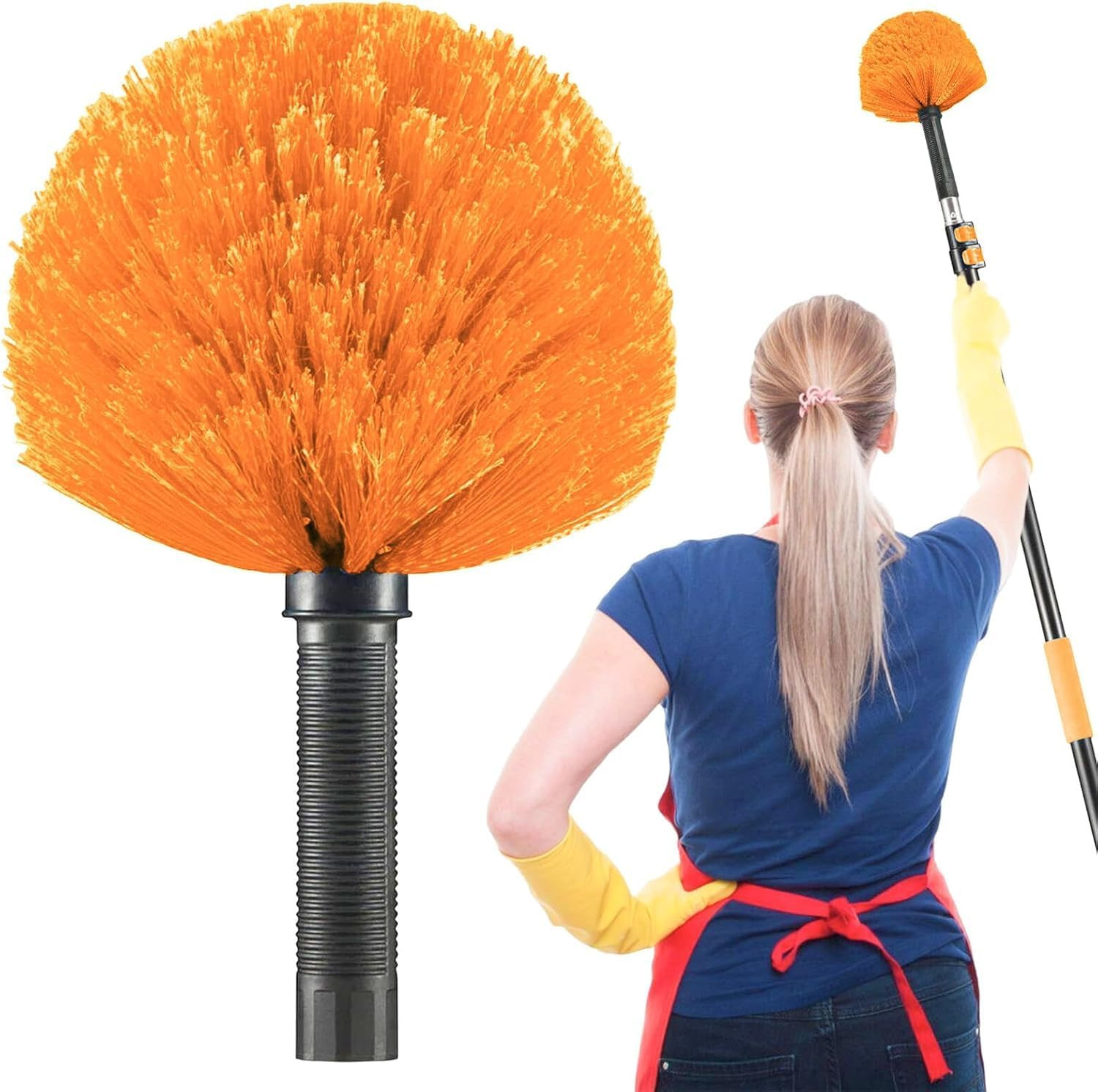Cobweb Duster Brush Head Spider Web Cleaner Indoor Outdoor Extension Pole