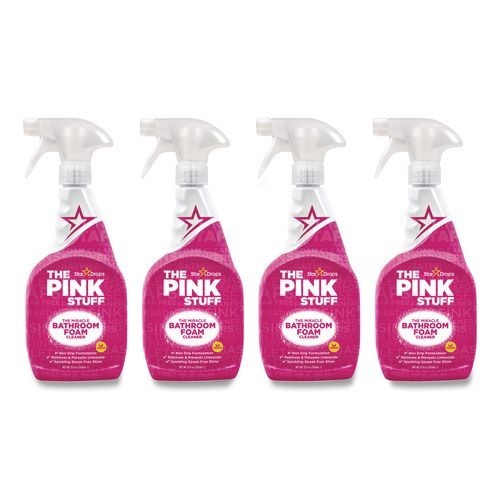 The Pink Stuff Miracle Bathroom Foam Cleaner, Fruity Scent, 25.4 oz Bottle, 4/CT