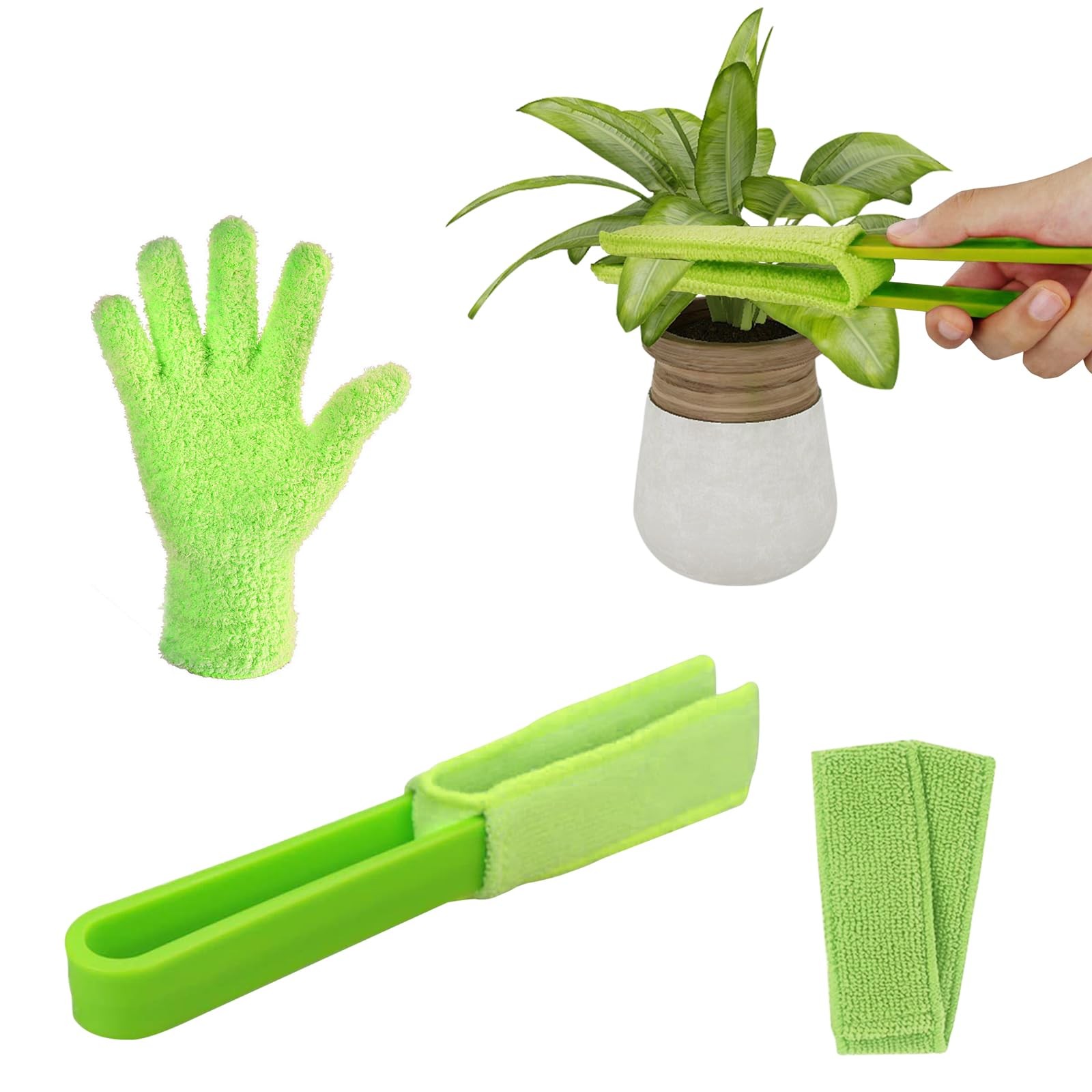 Leaf Cleaning Tongs with 2 Removable Sleeves and 1 Dusting Glove, Washable Re…