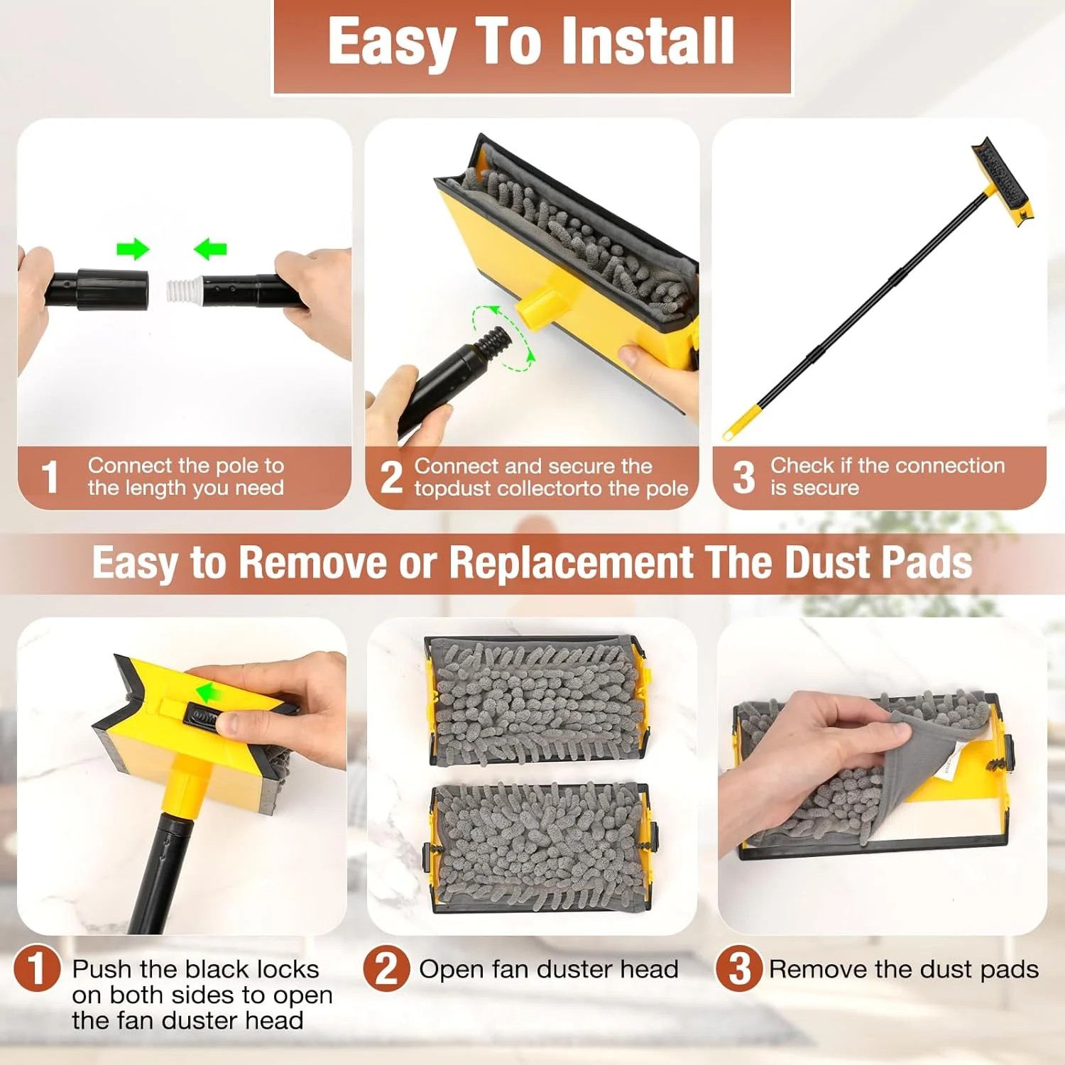 Ceiling Fan Cleaner Duster for Blades with Extension Pole 3Ft,Fan Blade Cleaning