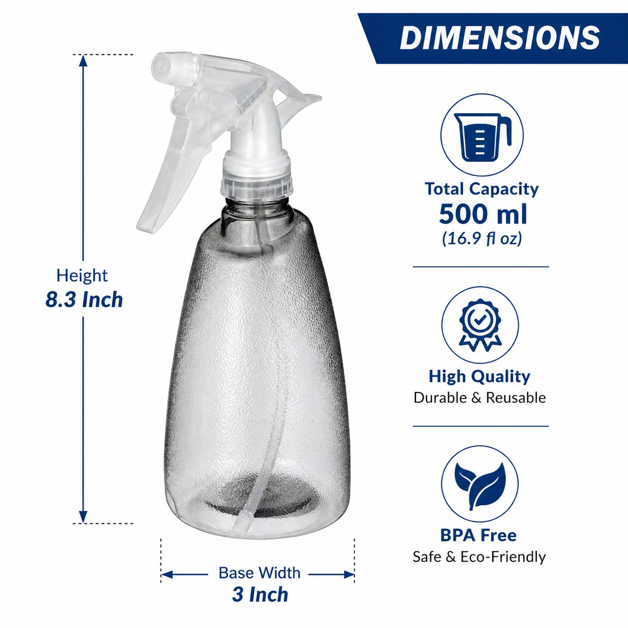 16oz. Plastic Trigger Spray Bottles Transparent Everyday Use Multipurpose 4pk