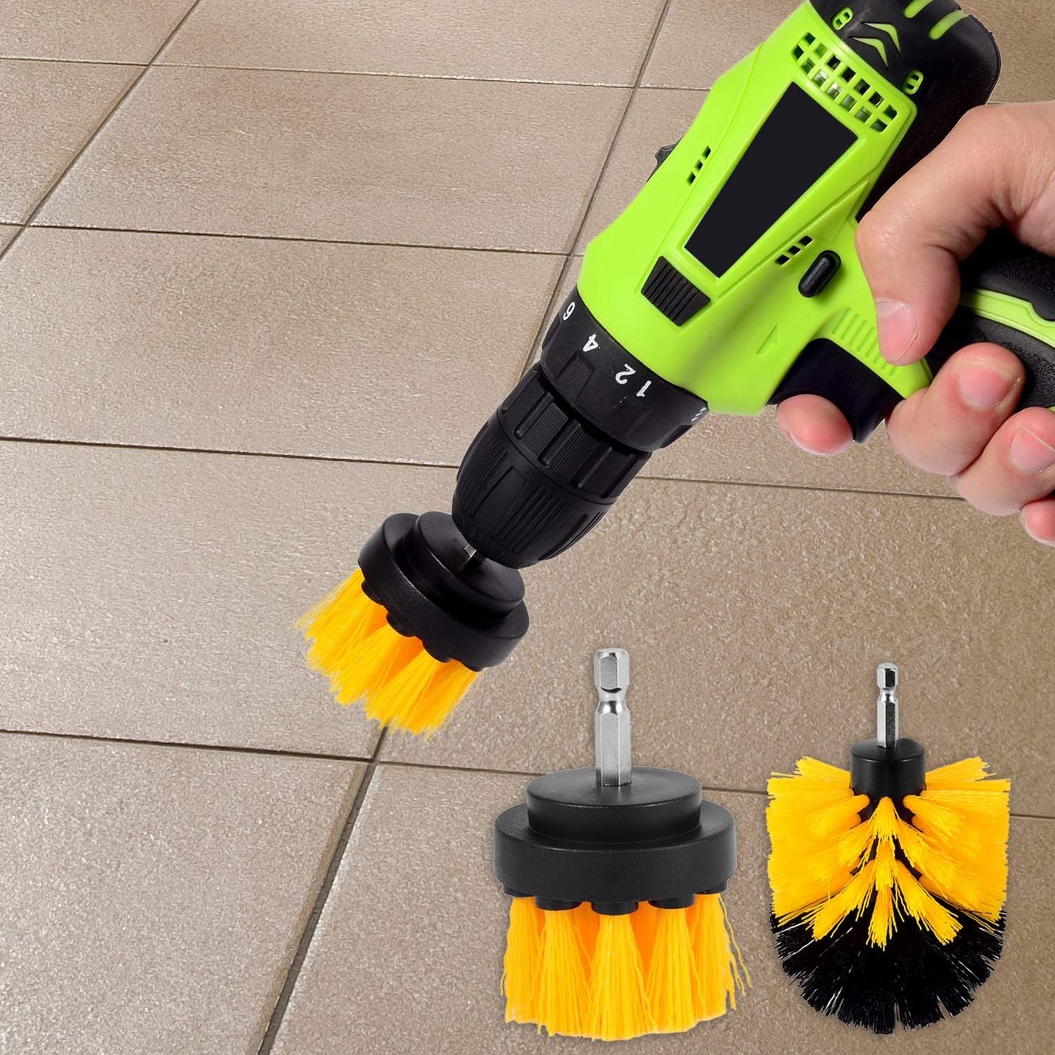 Drill-Powered Tile Scrubber Set: 4-Inch Scrubbing Pads for Effortless Cleaning