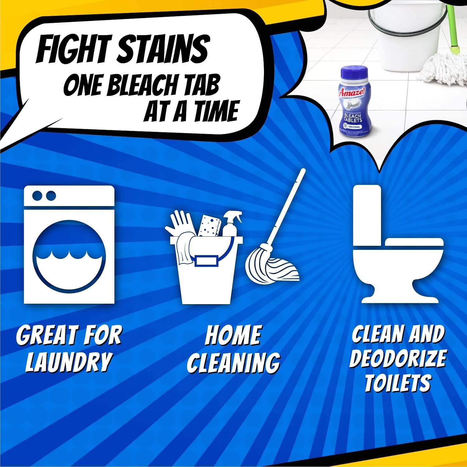 Ultra Concentrated Bleach Tablets [6 bottles] Original Scent Laundry Toilet