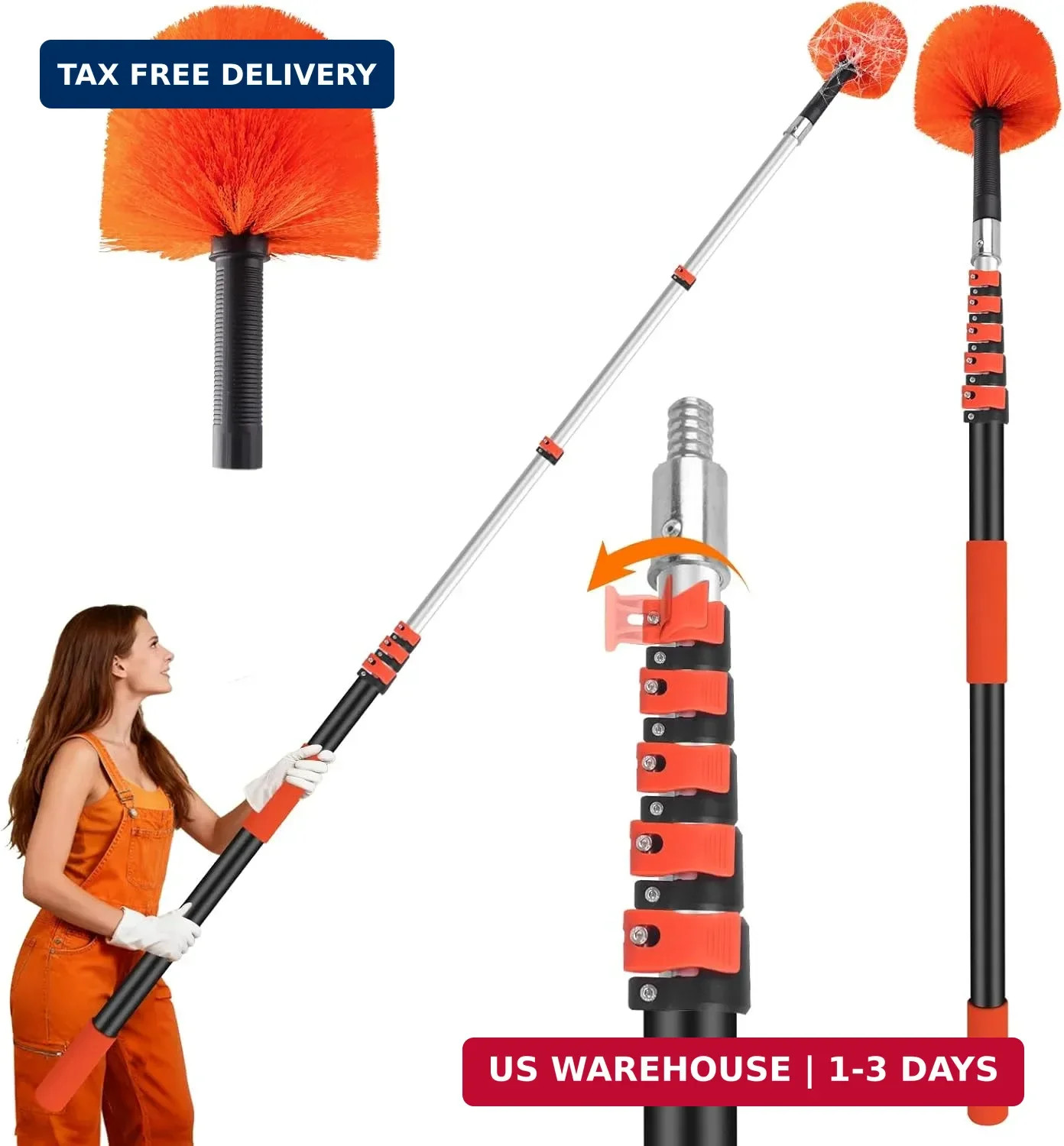 30FT Cobweb Duster with Extension Pole – High Reach Duster for High Ceilings & O