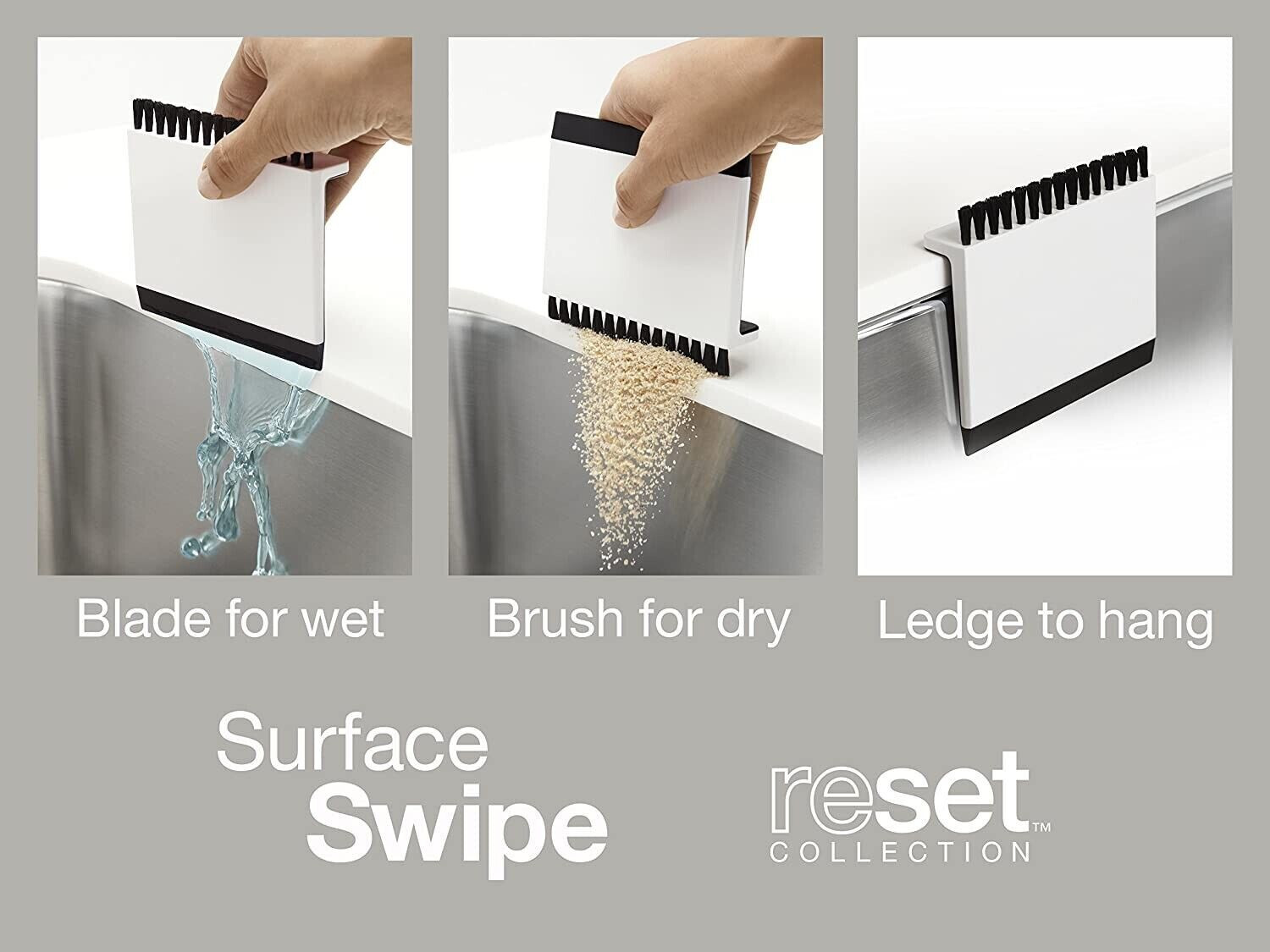 3 Pack Multipurpose Kitchen Sink Squeegee Cleaner and Countertop Brush Wiper