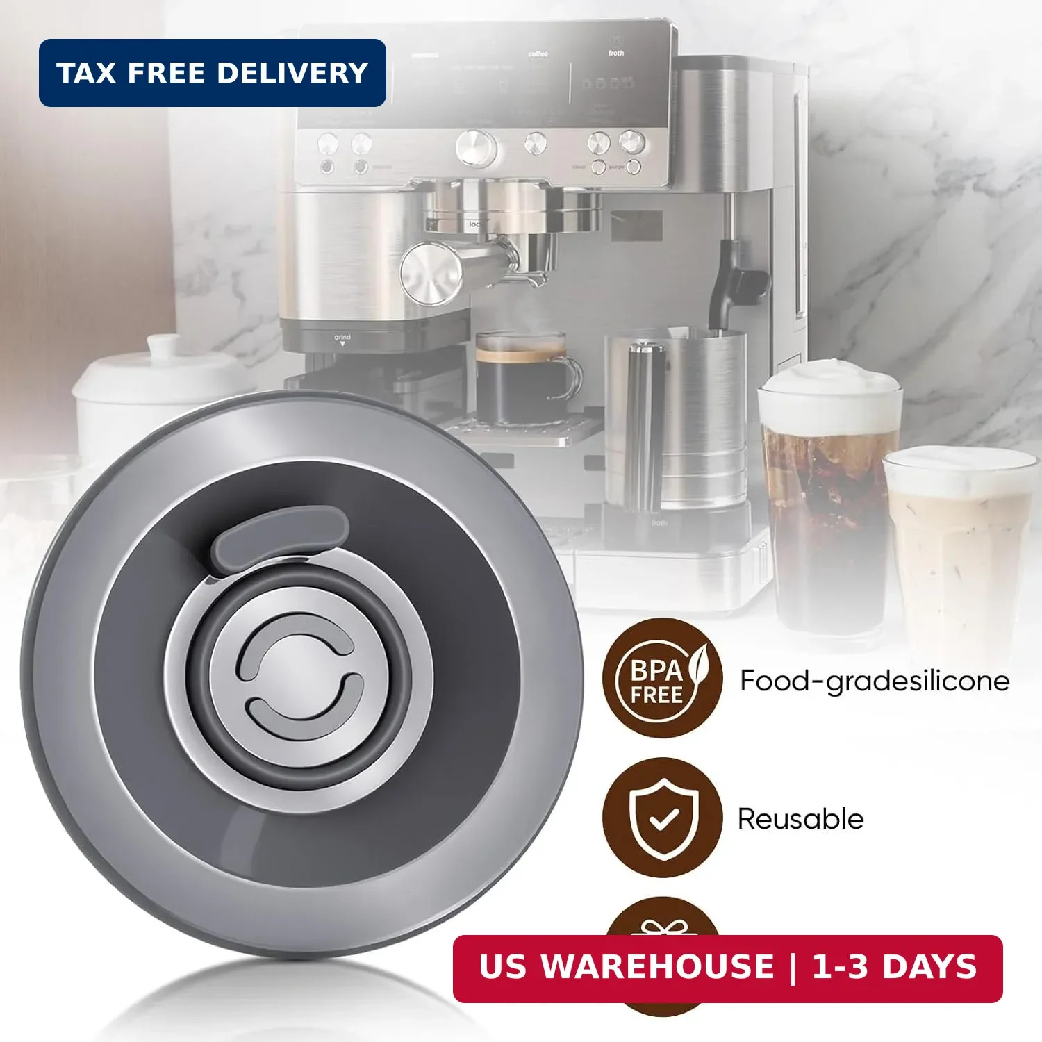 Silicone Espresso Backflush Cleaning Disc 54mm with 8 PCS Cleaning Tablets, Gray