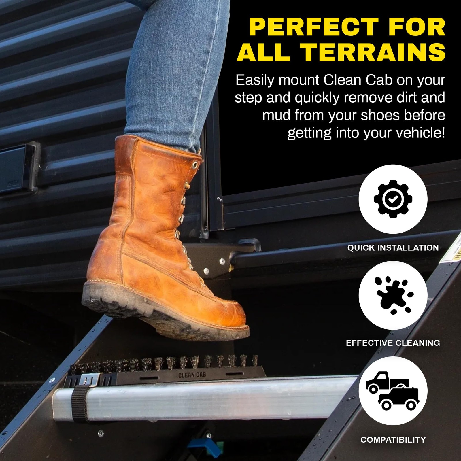 Heavy Duty Truck Step Brush – Universal Fit for Trucks RVs SUVs – Durable