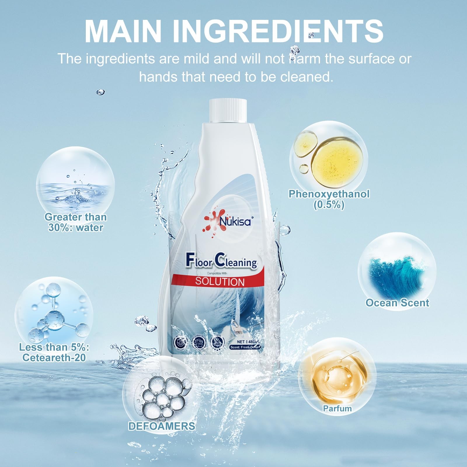 Fresh Ocean Scent Floor Cleaning Solution Compatible With Roborock Robot Vacu…