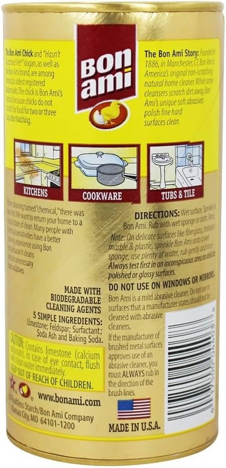 BON AMI – All Natural Powder Cleanser Kitchen & Bath – 14 Oz.