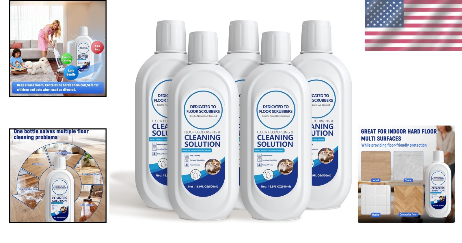 Fresh Multi-Surface Cleaner | 5 Bottles for Tineco Vacuums 16.9 Fl Oz