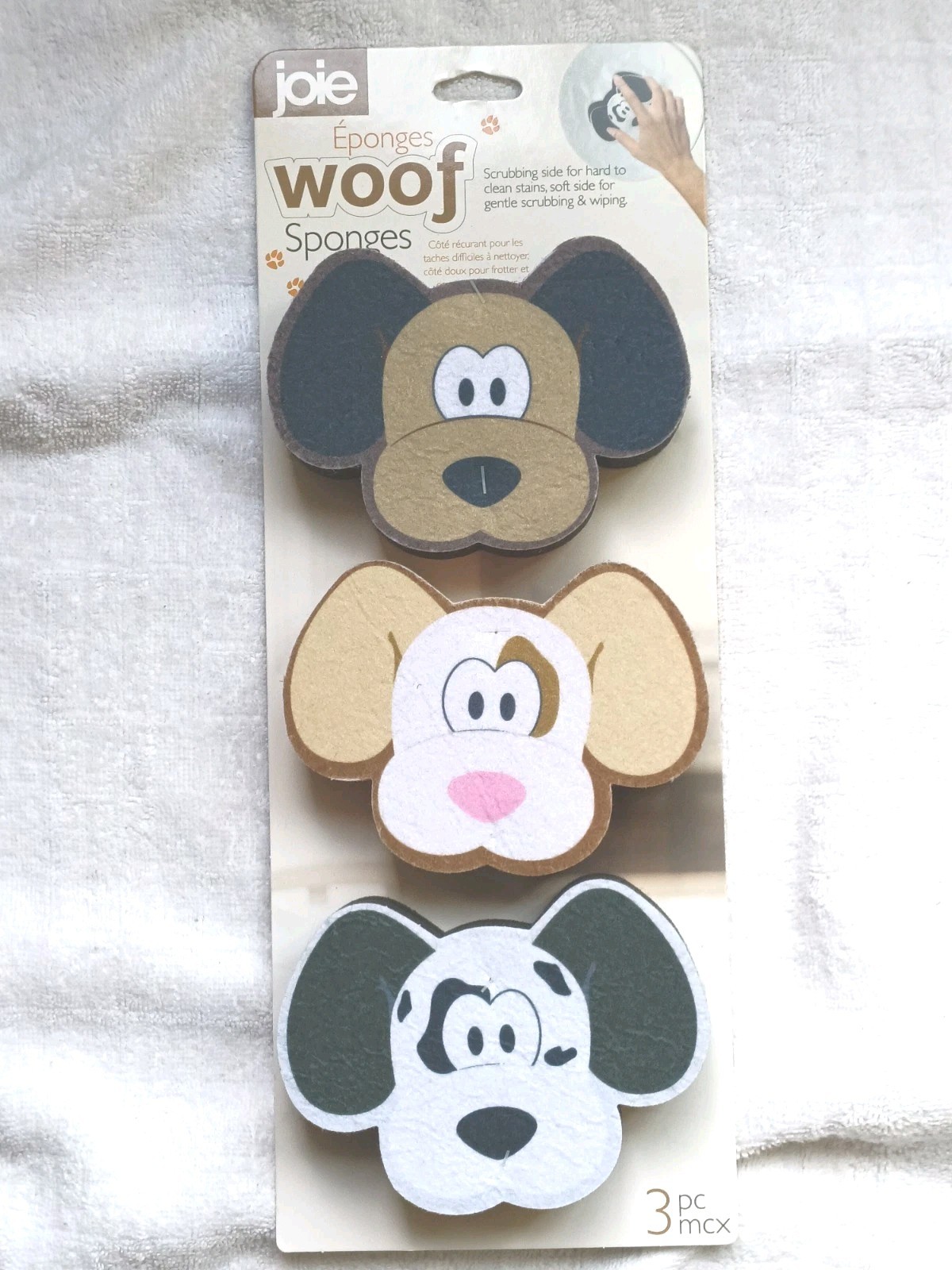Joie Woof Sponges Dogs 3-Pack Scrubbing Wiping Household Kitchen Cleaning NEW