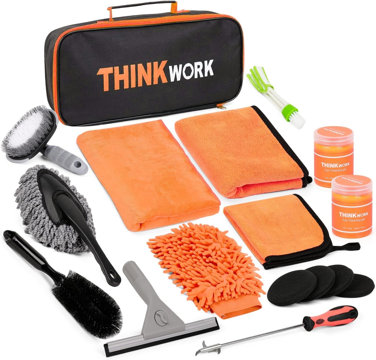 Car Cleaning Kit, Car Washing Kits for Vehicles, Car Detailing Kit Orange