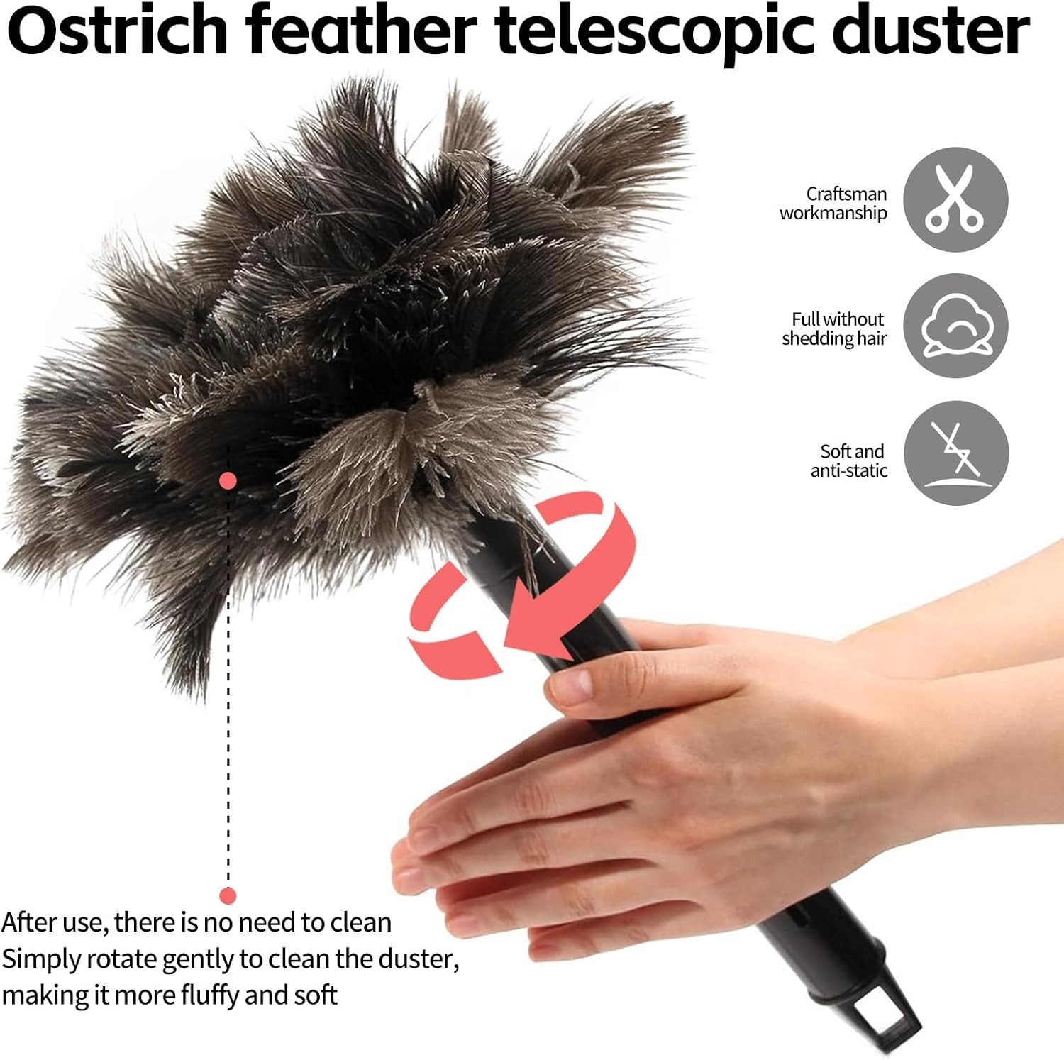 Extendable Ostrich Feather Duster – Lightweight, Anti-Static, Handheld Elegance
