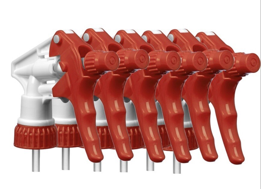 6 Pc Pack Red/White Heavy Duty Trigger Sprayer, 9- 1/4” Dip Tube 28-400