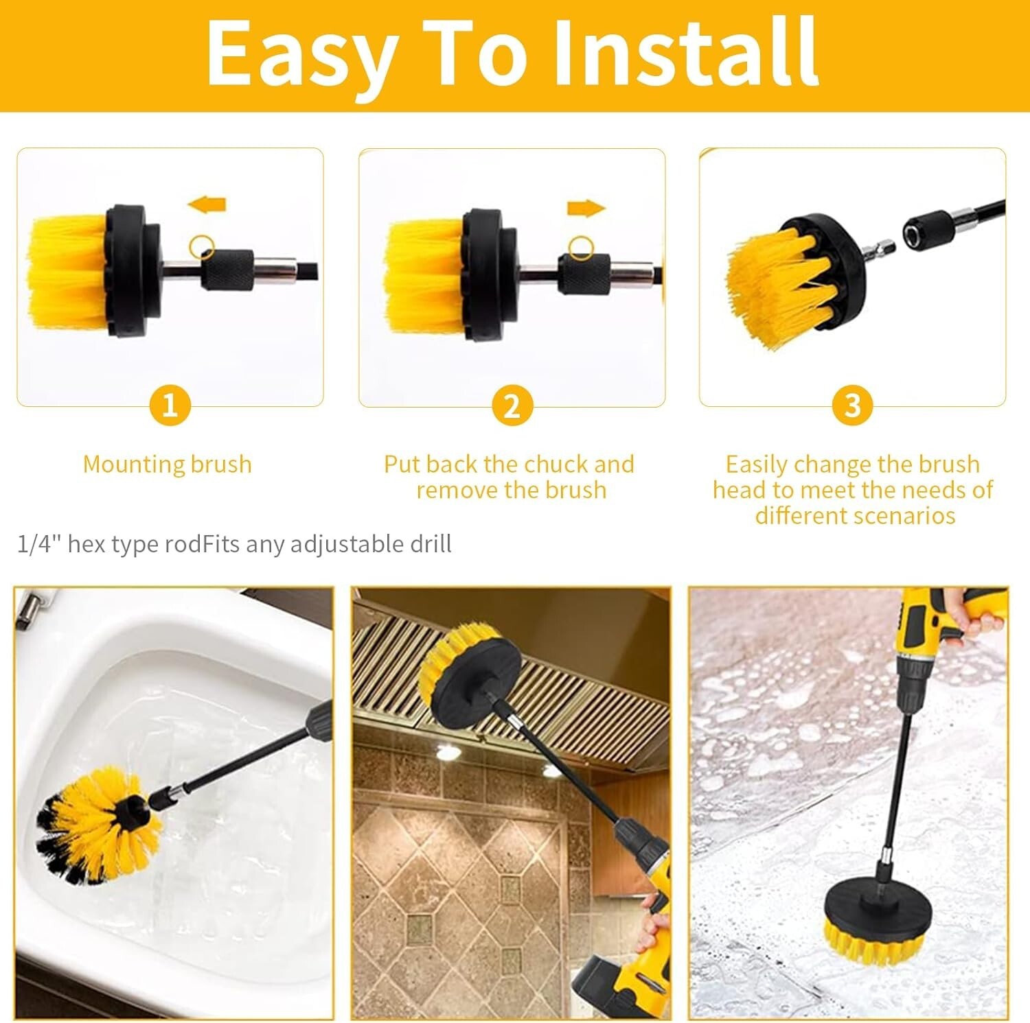10Pcs Drill Brush Attachment Set,Power Cleaning Scrub Brush Kit with Extend Long