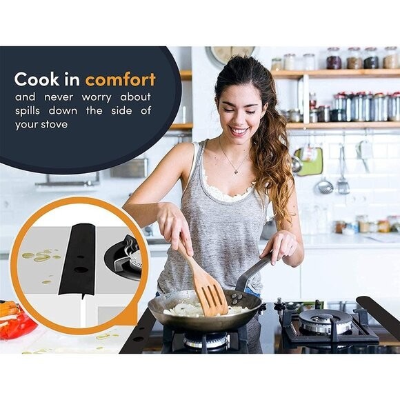 Linda’s Essentials Silicone Stove Gap Covers (2 Pack), Heat Resistant Oven Gap
