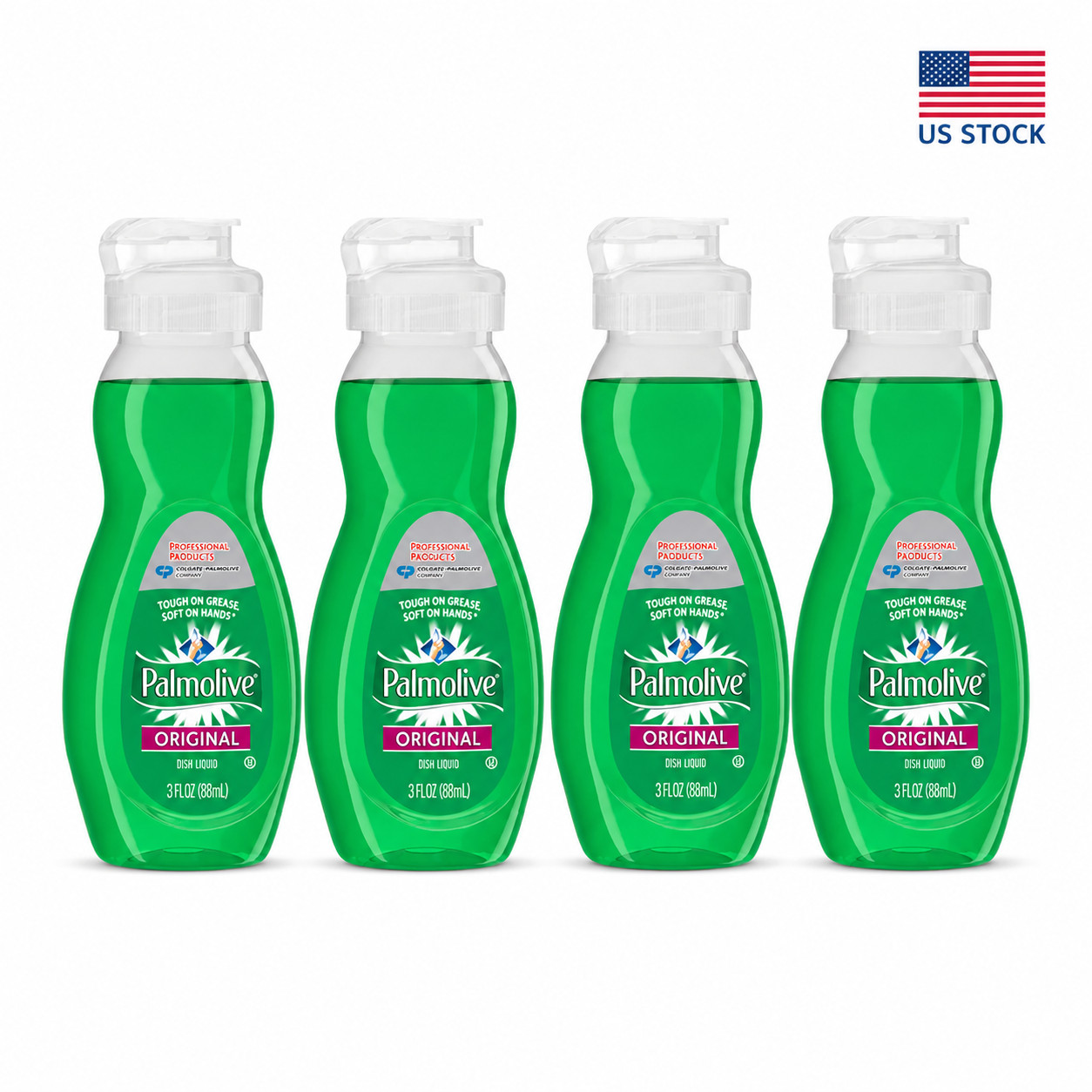 Palmolive Original Dish Liquid Soap 3 fl oz (88mL) Pack of 4 Travel Size Grease