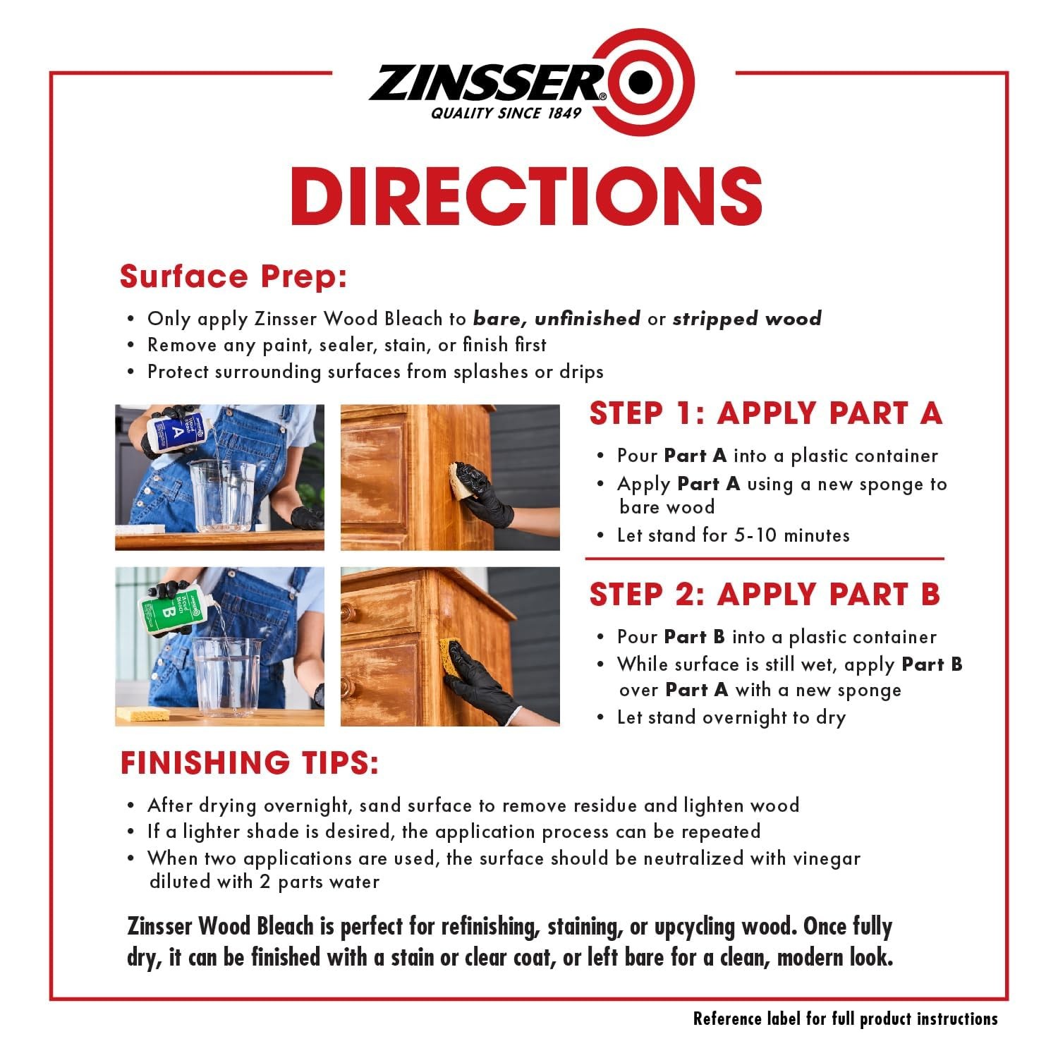 Wood Bleach Kit, 2-Step Brightening System, Interior Wood Surfaces