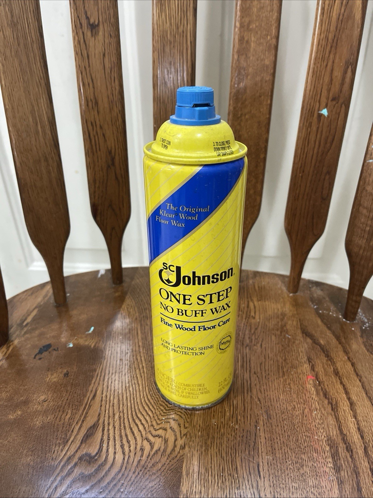 SC Johnson One Step No Buff Wax Fine Wood Floor Care 22 fl oz 90% Full Vintage