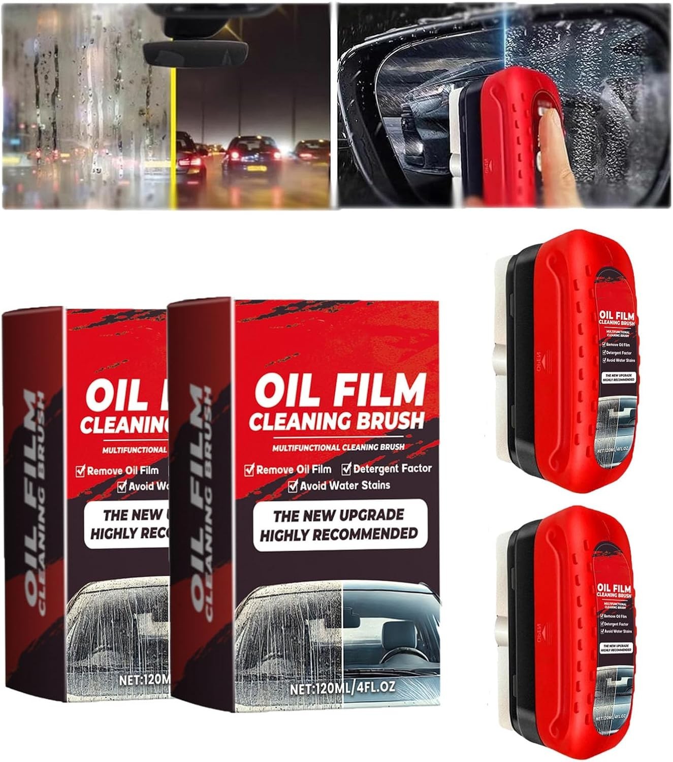 2Pack Glass Coating for Windshield Oil Film Remover Anti-Fog Water Repellent